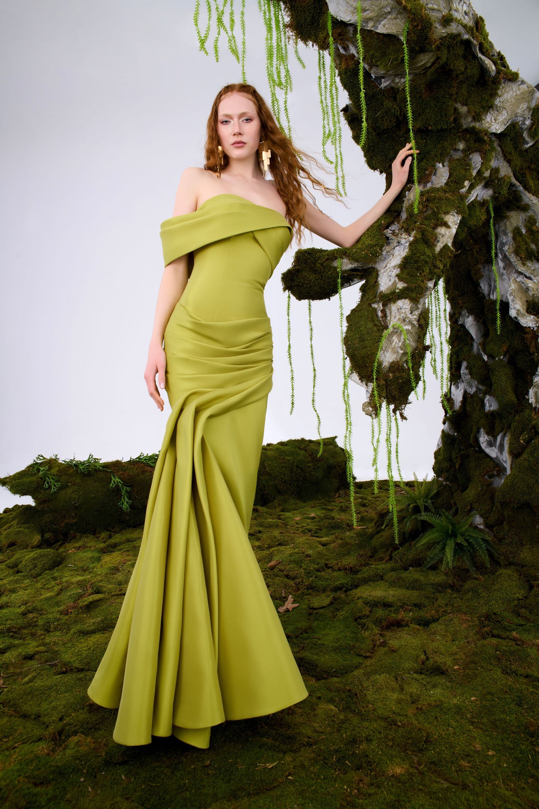 Nour Fathallah N0679 - Flowing Architectural Evening Gown