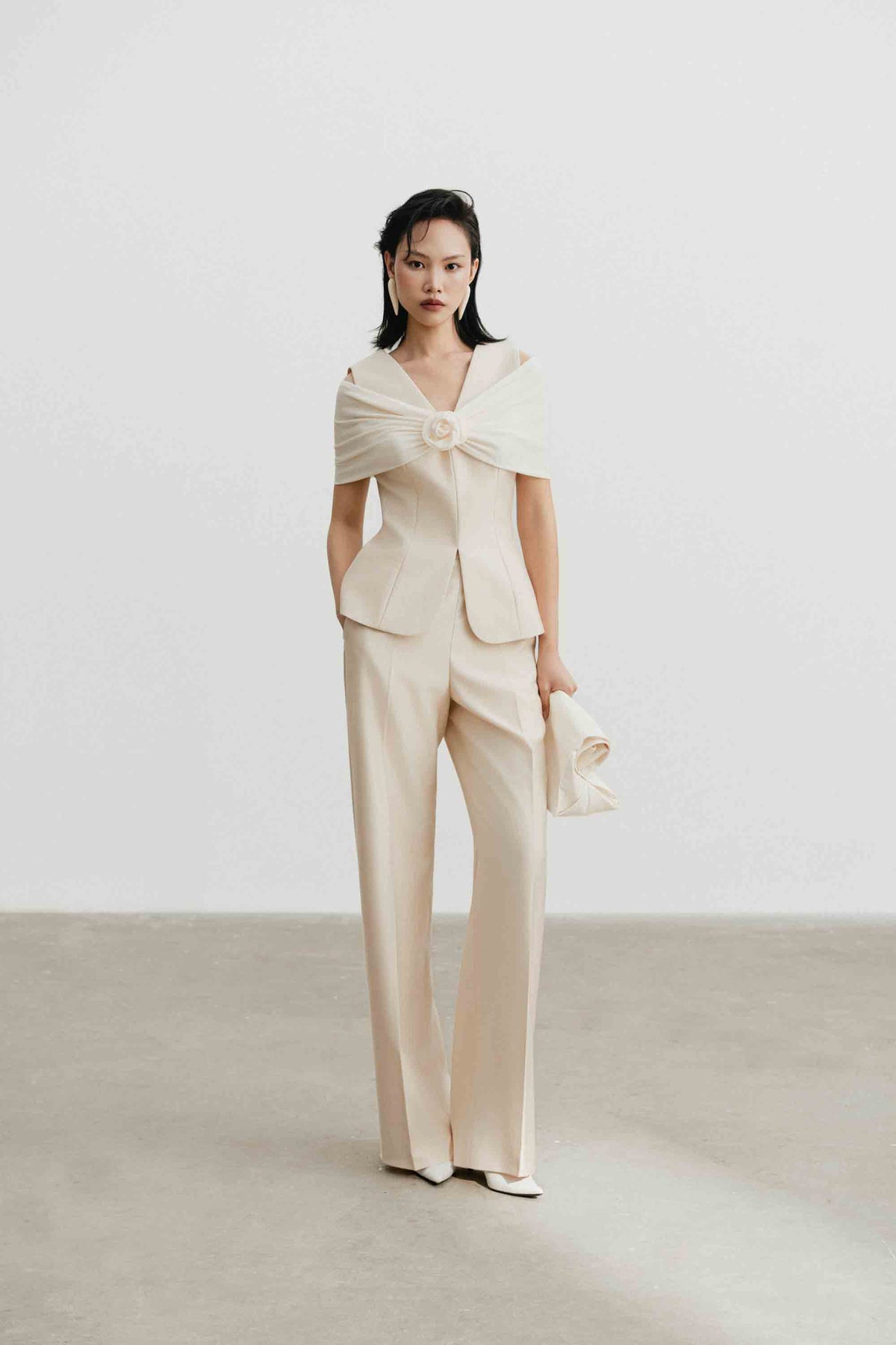 Off-Shoulder Draped Set Design
