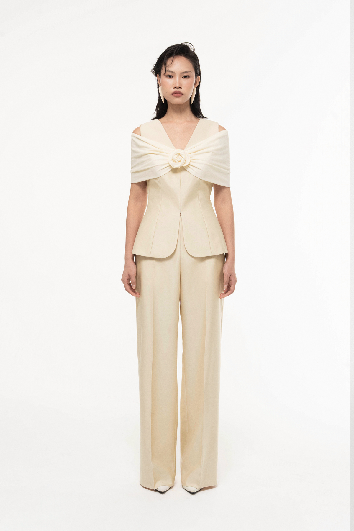 Off-Shoulder Draped Set Design