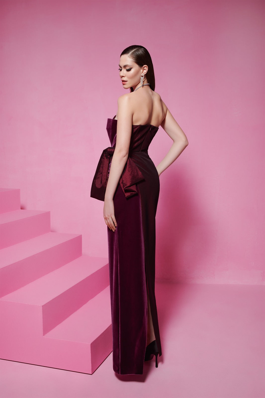 Black Strapless Evening Gown N0558
