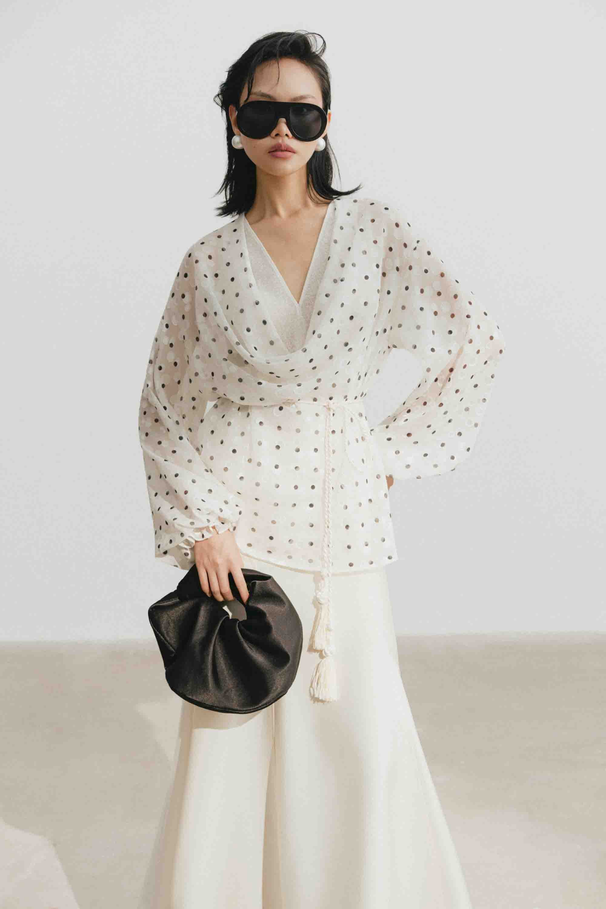 Polka Dot V-Neck Set Design