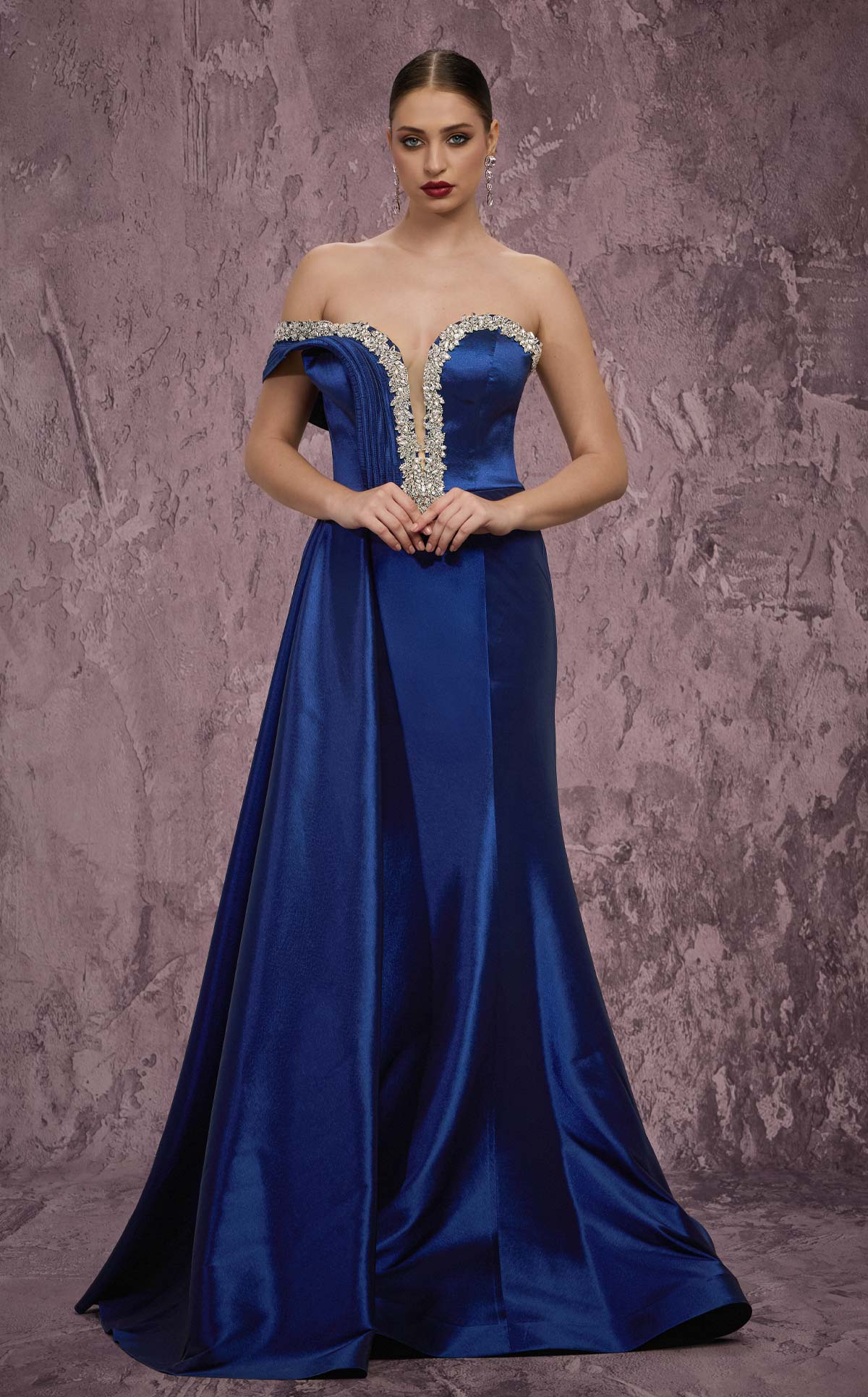 MNM Couture Q2414: Embellished Taffeta Mermaid Gown