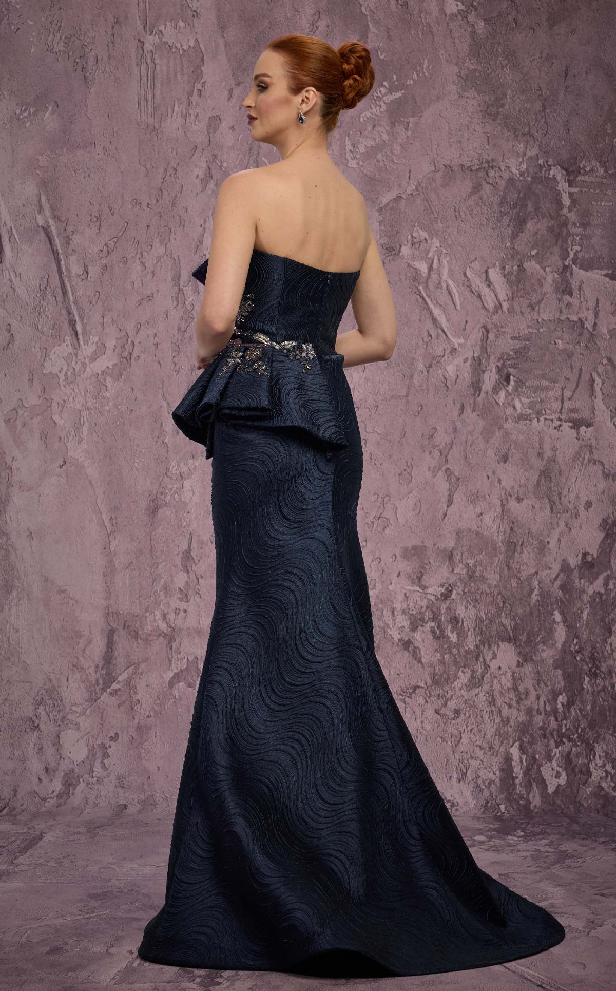 MNM Couture Q2908: Strapless Brocade Mermaid Gown