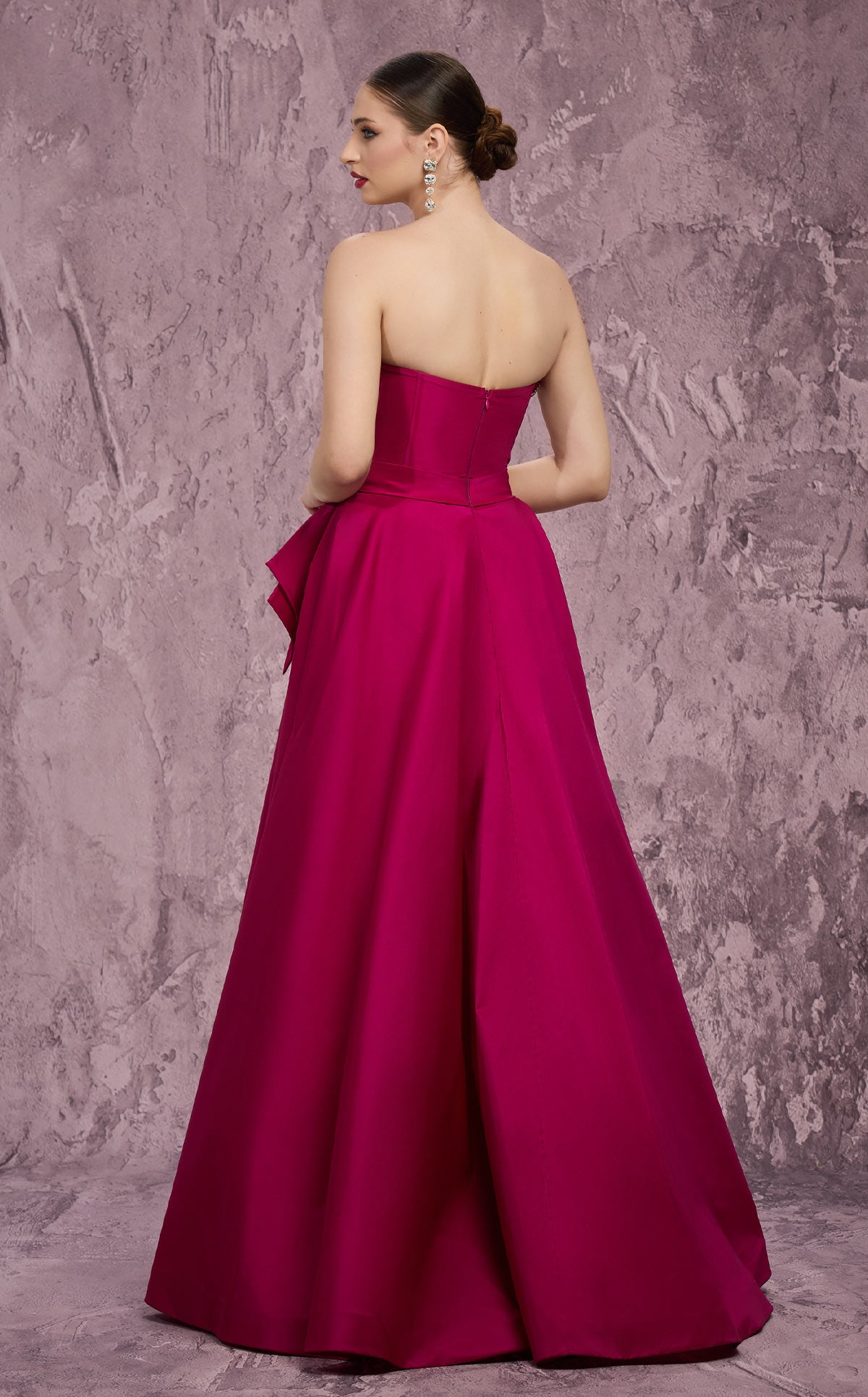 MNM Couture Q8017: Taffeta A-Line Gown with Fan Panel