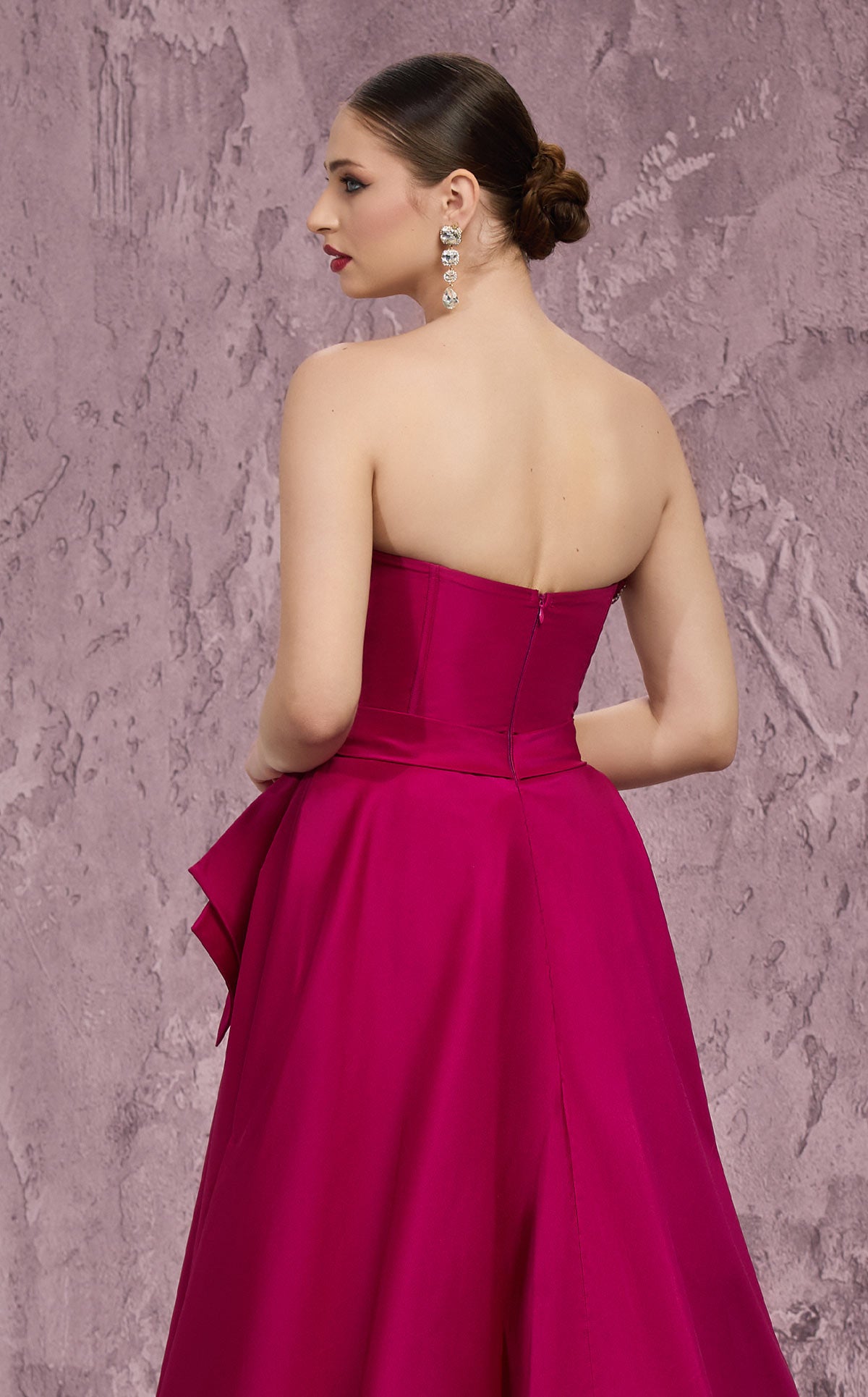 MNM Couture Q8017: Taffeta A-Line Gown with Fan Panel
