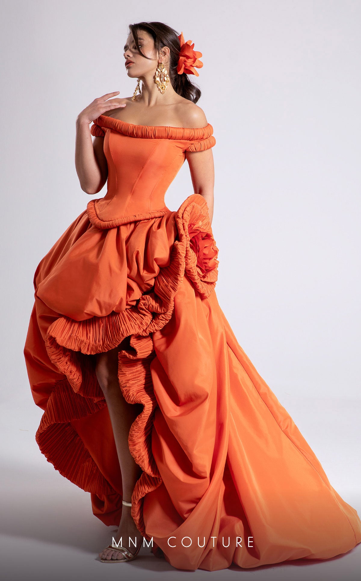 Radiant Taffeta Bloom with Draped Elegance F02913