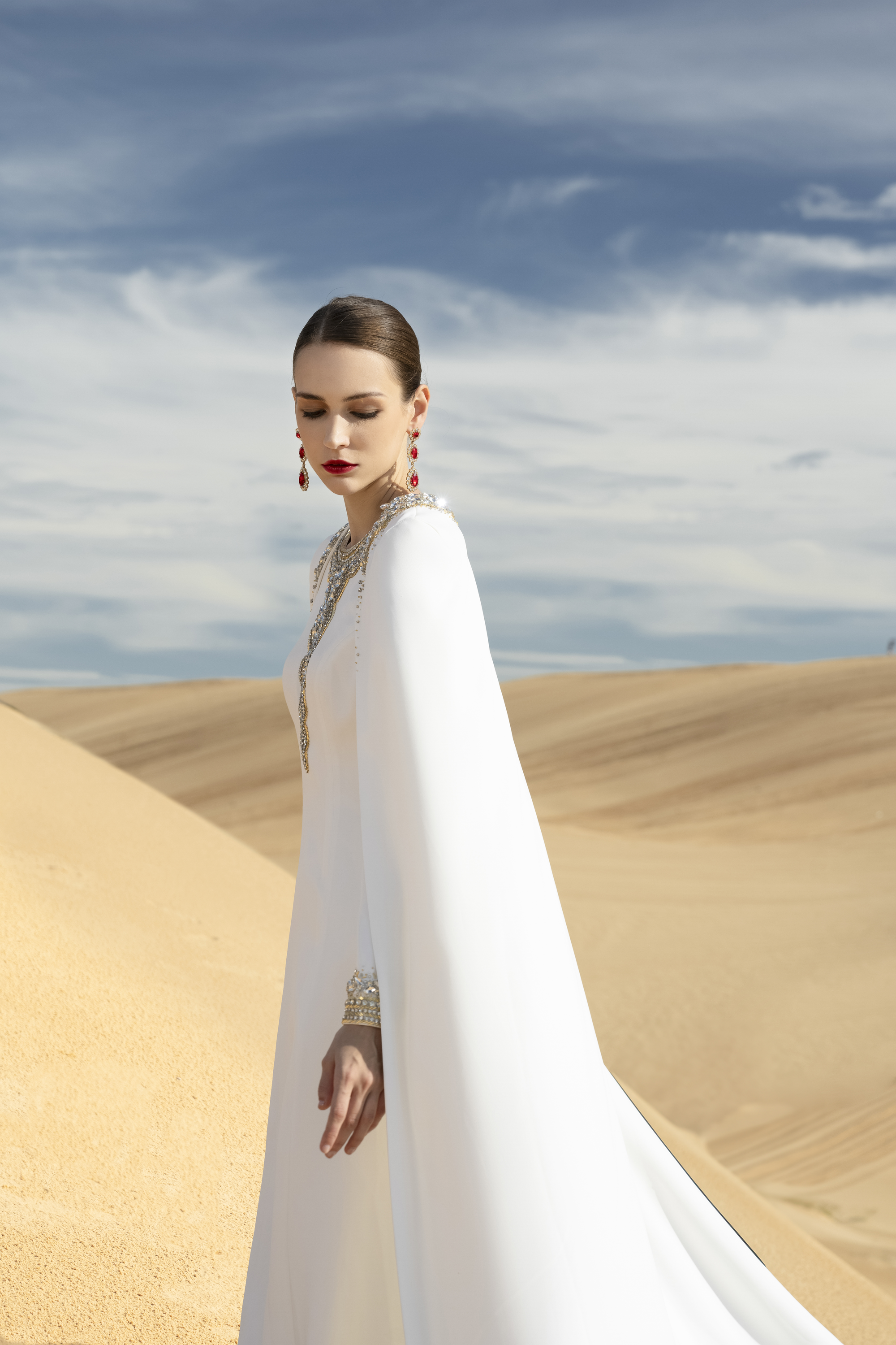 Reverie A-line Long Sleeved Velvet Satin Maxi Set