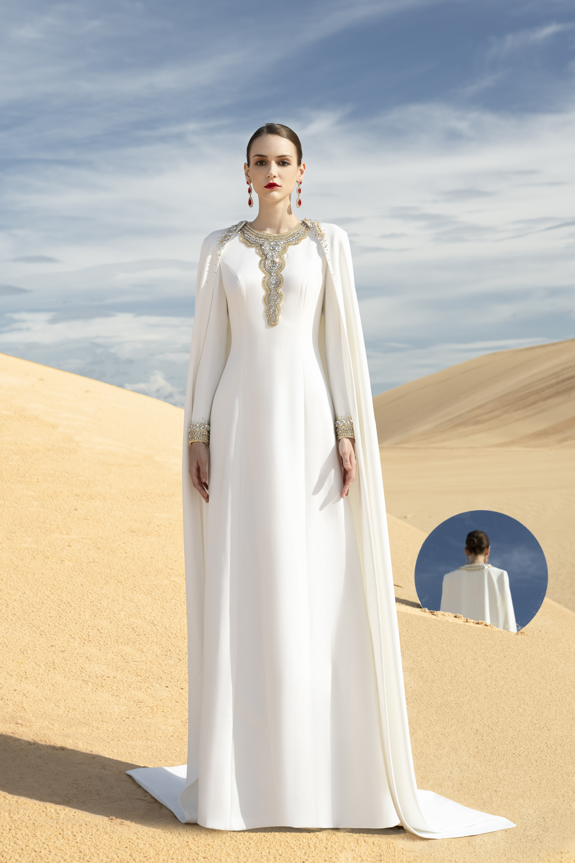 Reverie A-line Long Sleeved Velvet Satin Maxi Set