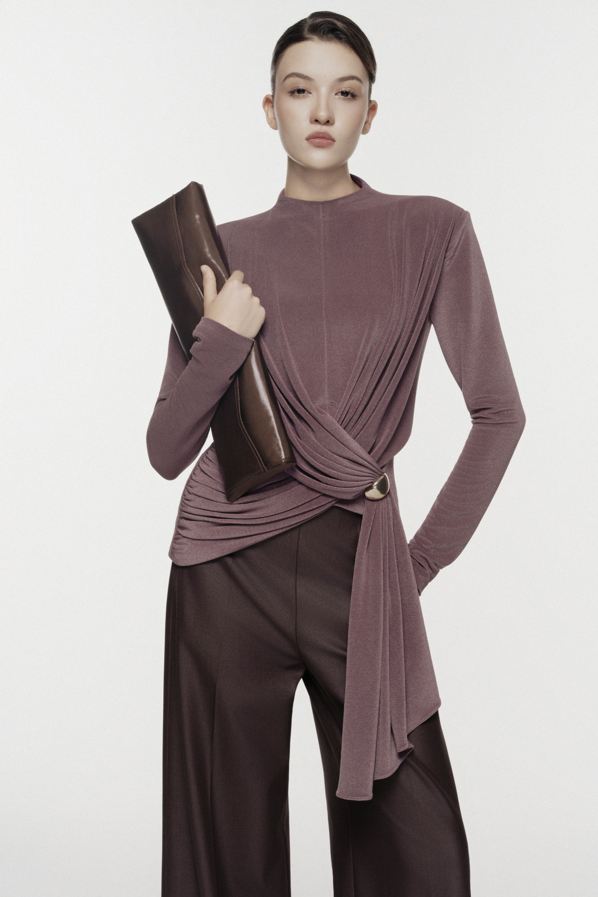 Ring-Draped Sculptural Top