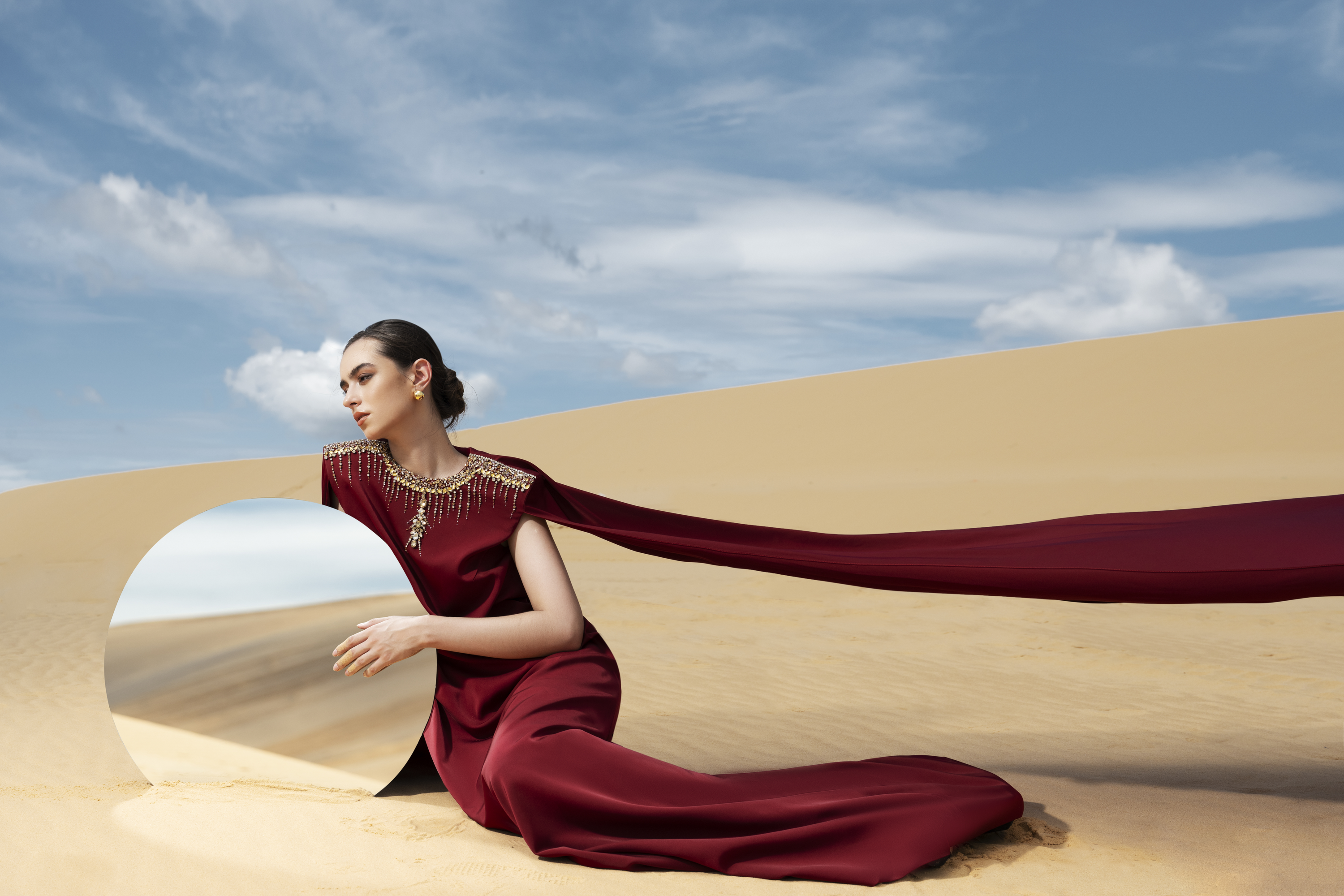 Rosalia Cape Straight Silk Maxi Dress