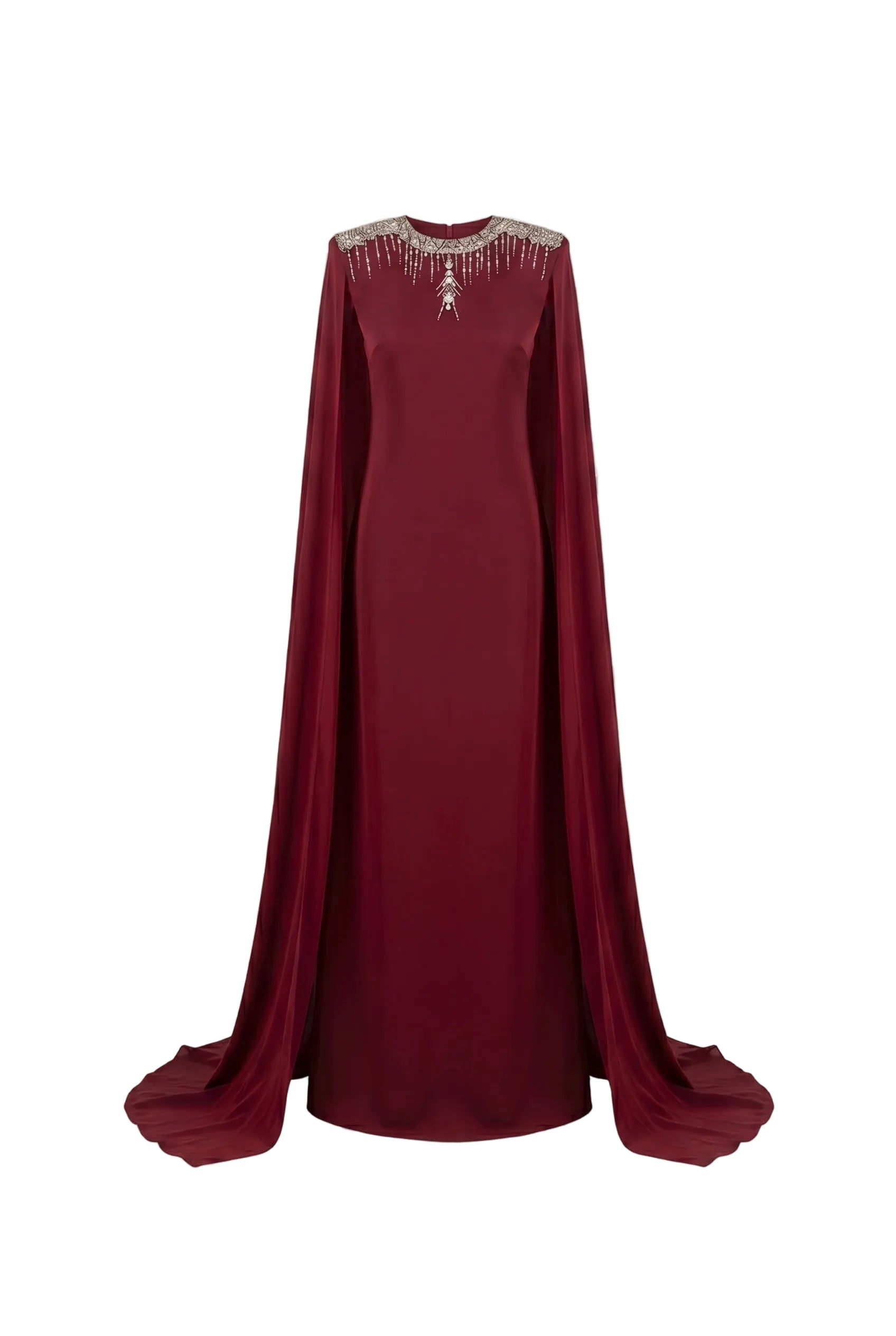 Rosalia Cape Straight Silk Maxi Dress