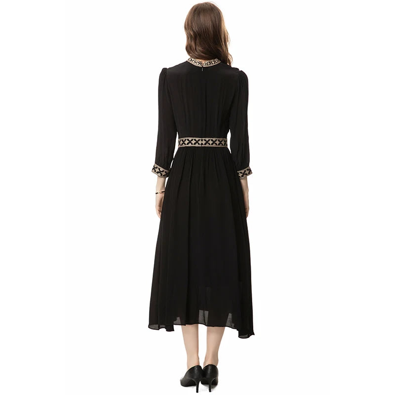 DRESS STYLE - SY845-Midi Dress-onlinemarkat-Black-XS - US 2-onlinemarkat