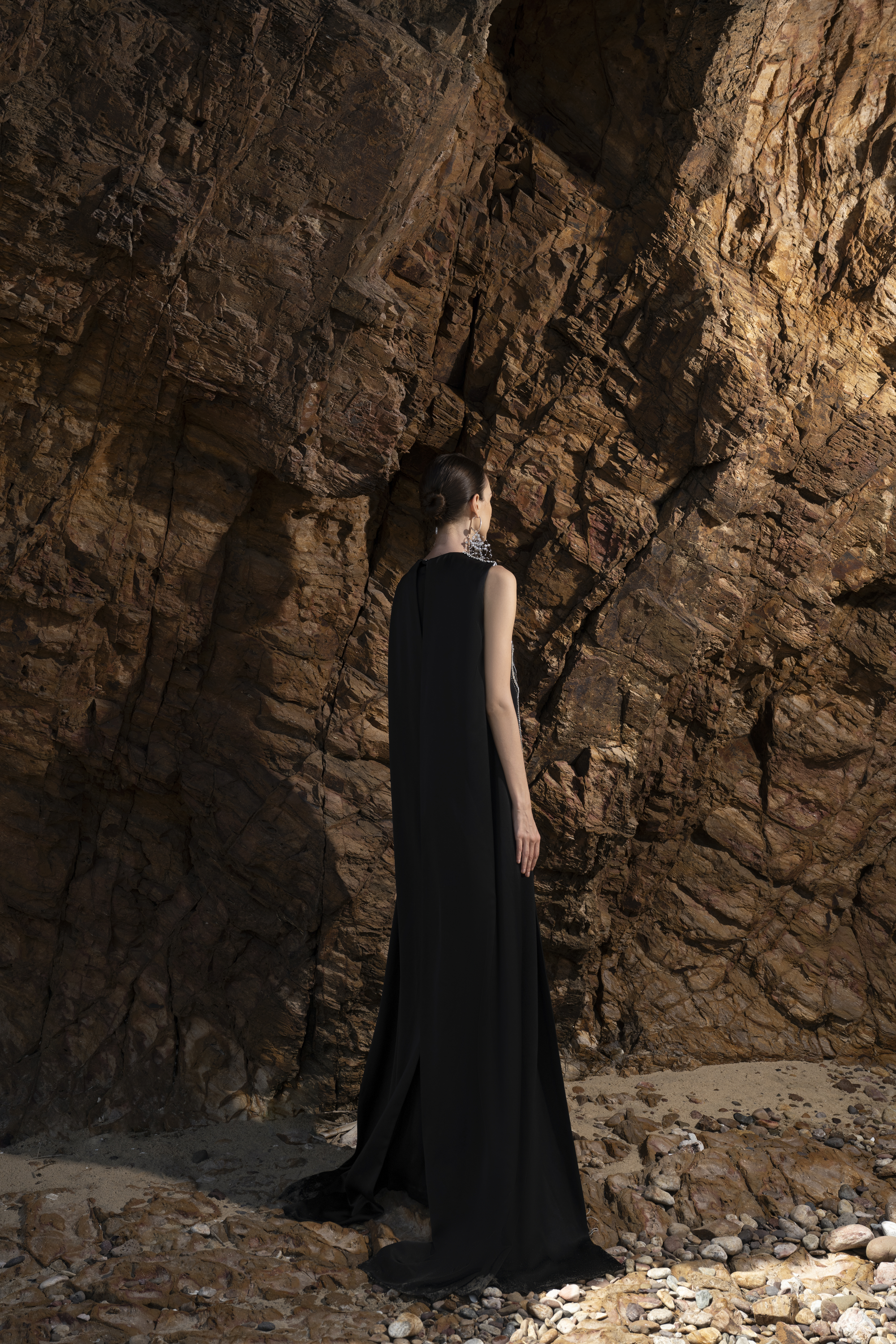 Scarllet Straight Sleeveless Silk Taffeta Maxi Dress
