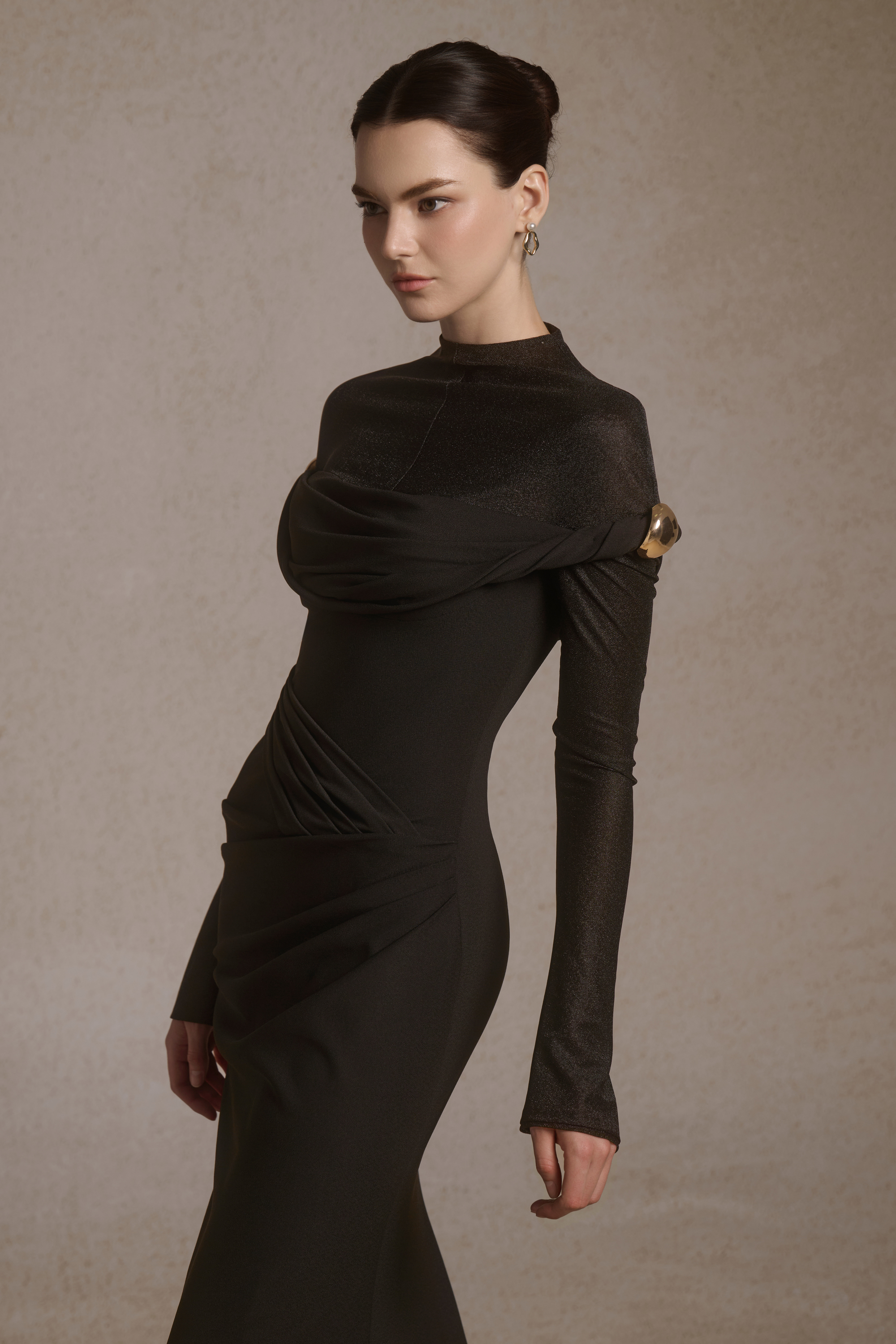 Selene Metal Twist Dress in Black VL10019