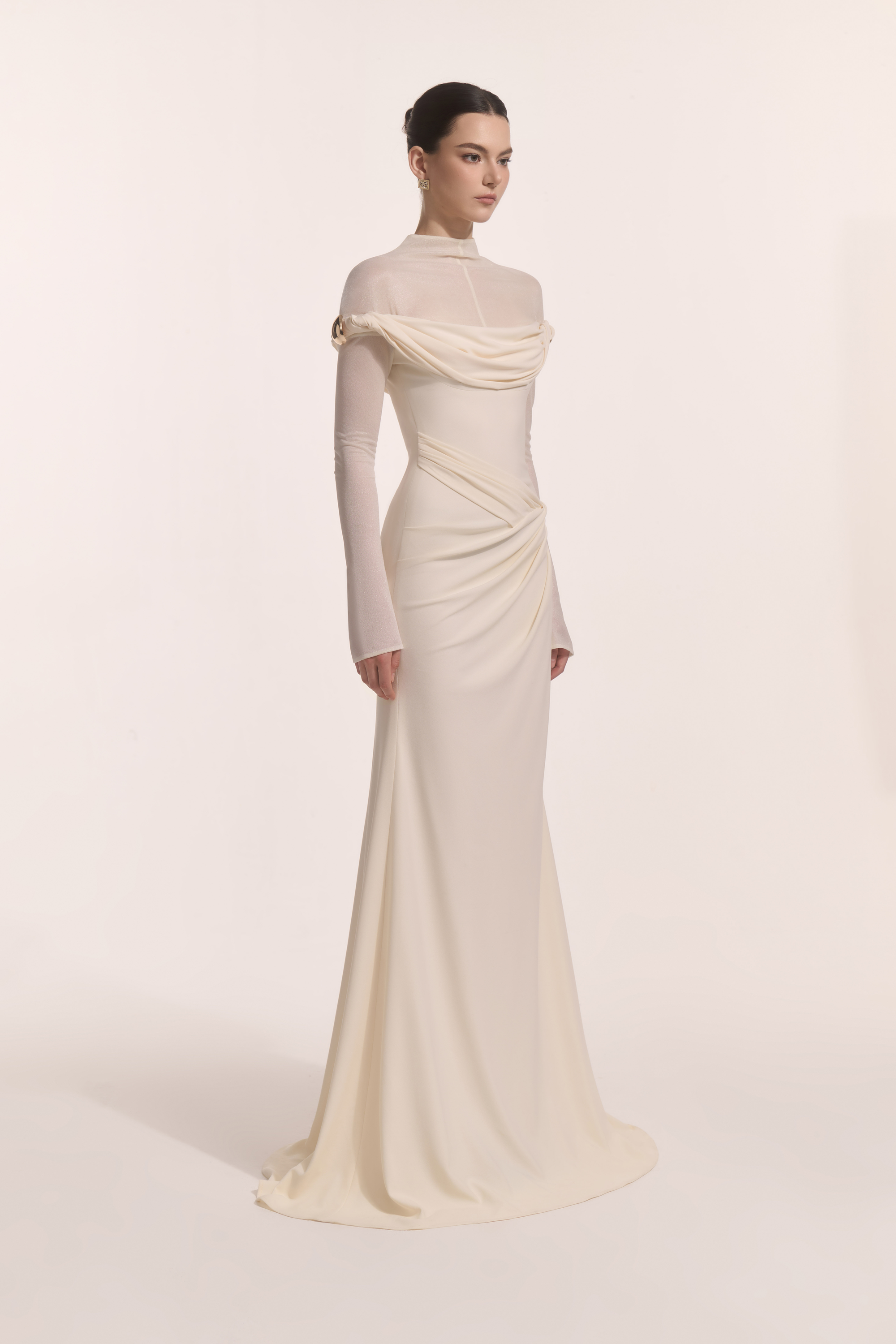 Selene Metal Twist Dress in Cream