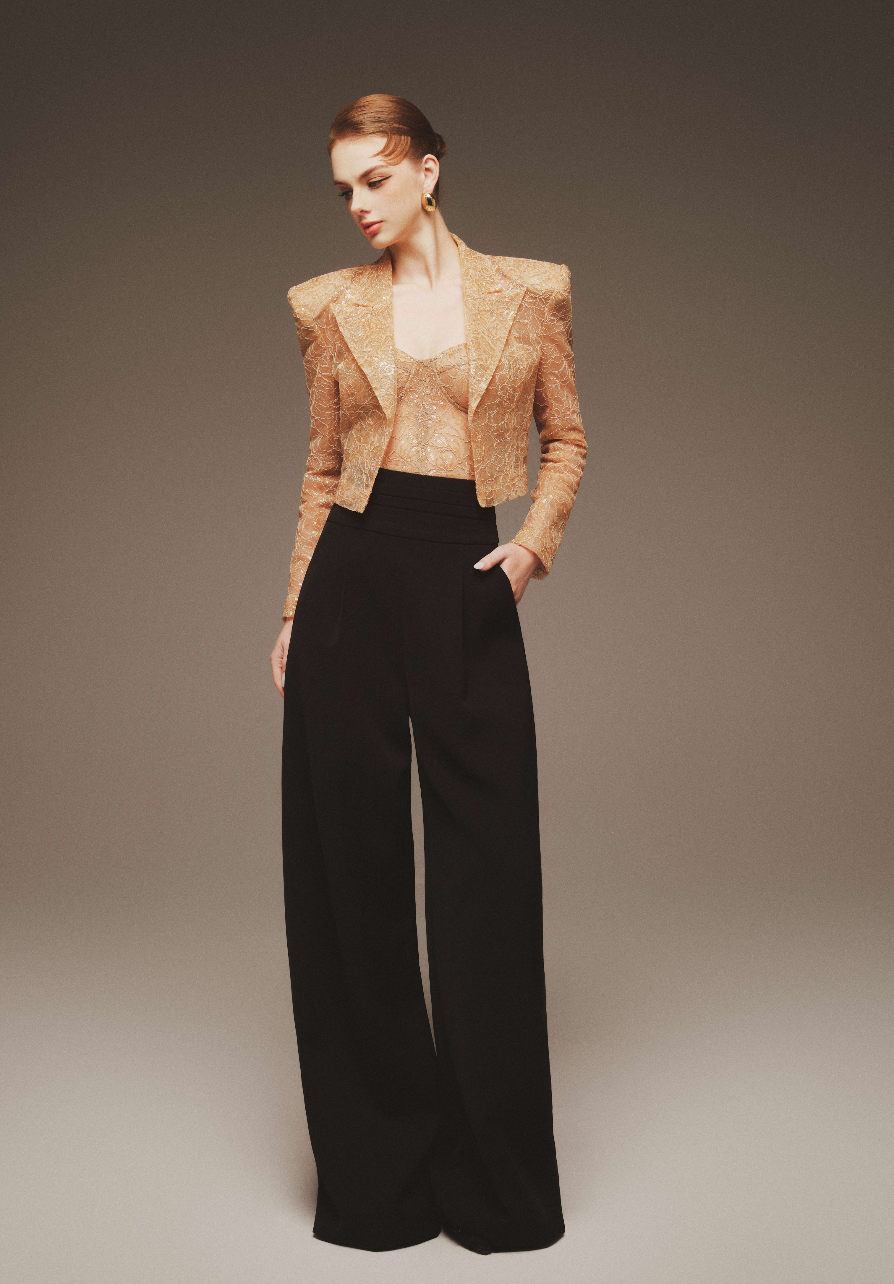 Sequin Bralette & Cropped Blazer Set