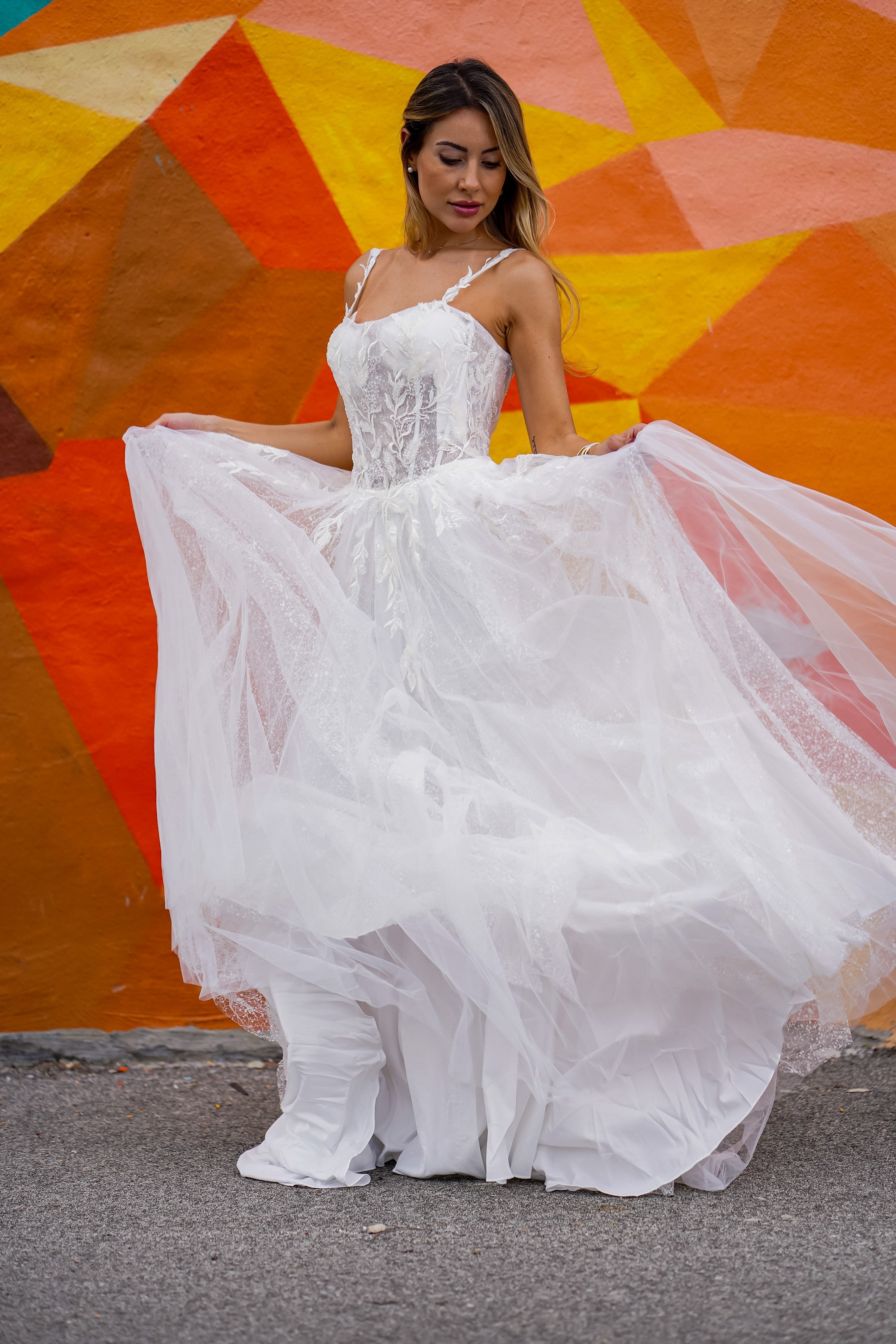 Sheer Bodice Lace Bridal Ballgown with Sweetheart Neckline 51042