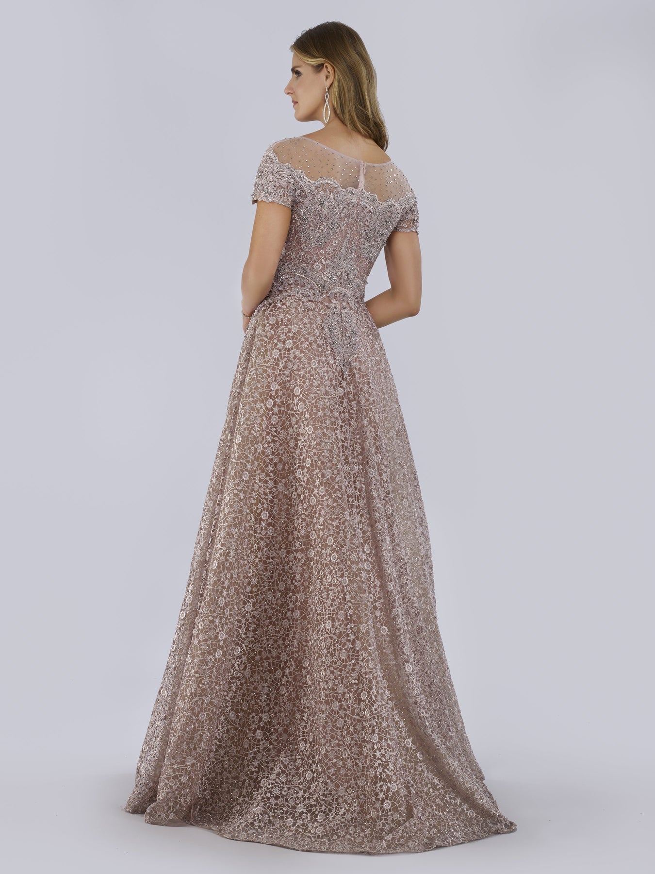 Sheer Off Shoulder Ball Gown 29765