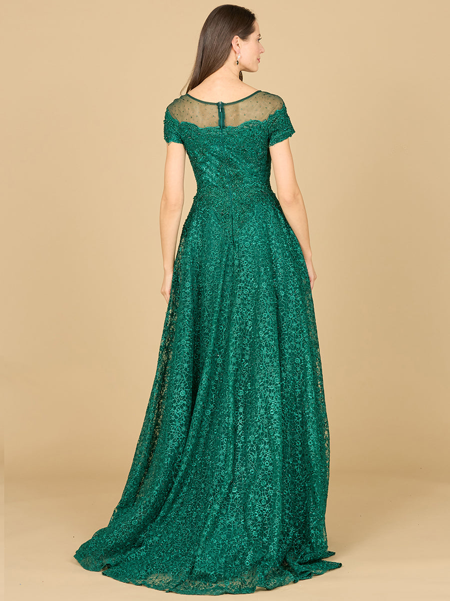 Sheer Off Shoulder Ball Gown 29765