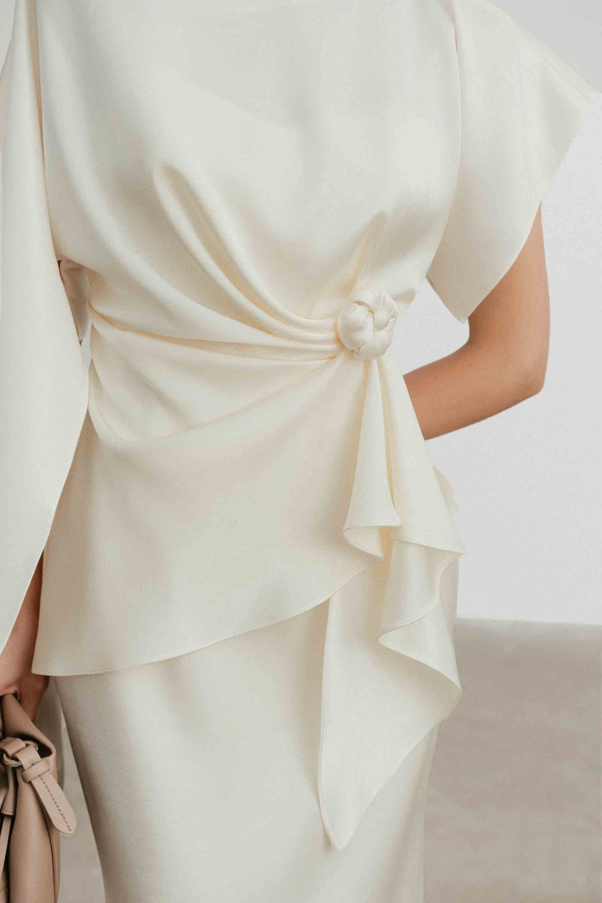 Silk Asymmetric Draped Pencil Dress