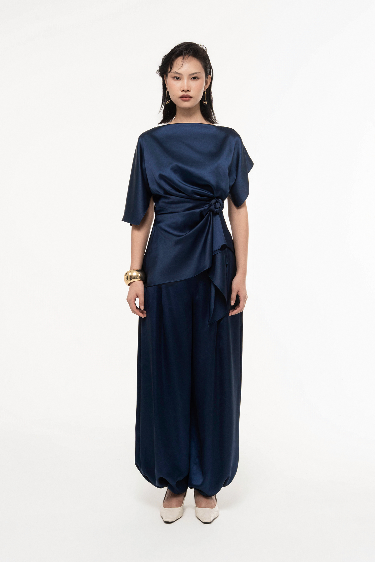Silk Asymmetric Peplum Set Design