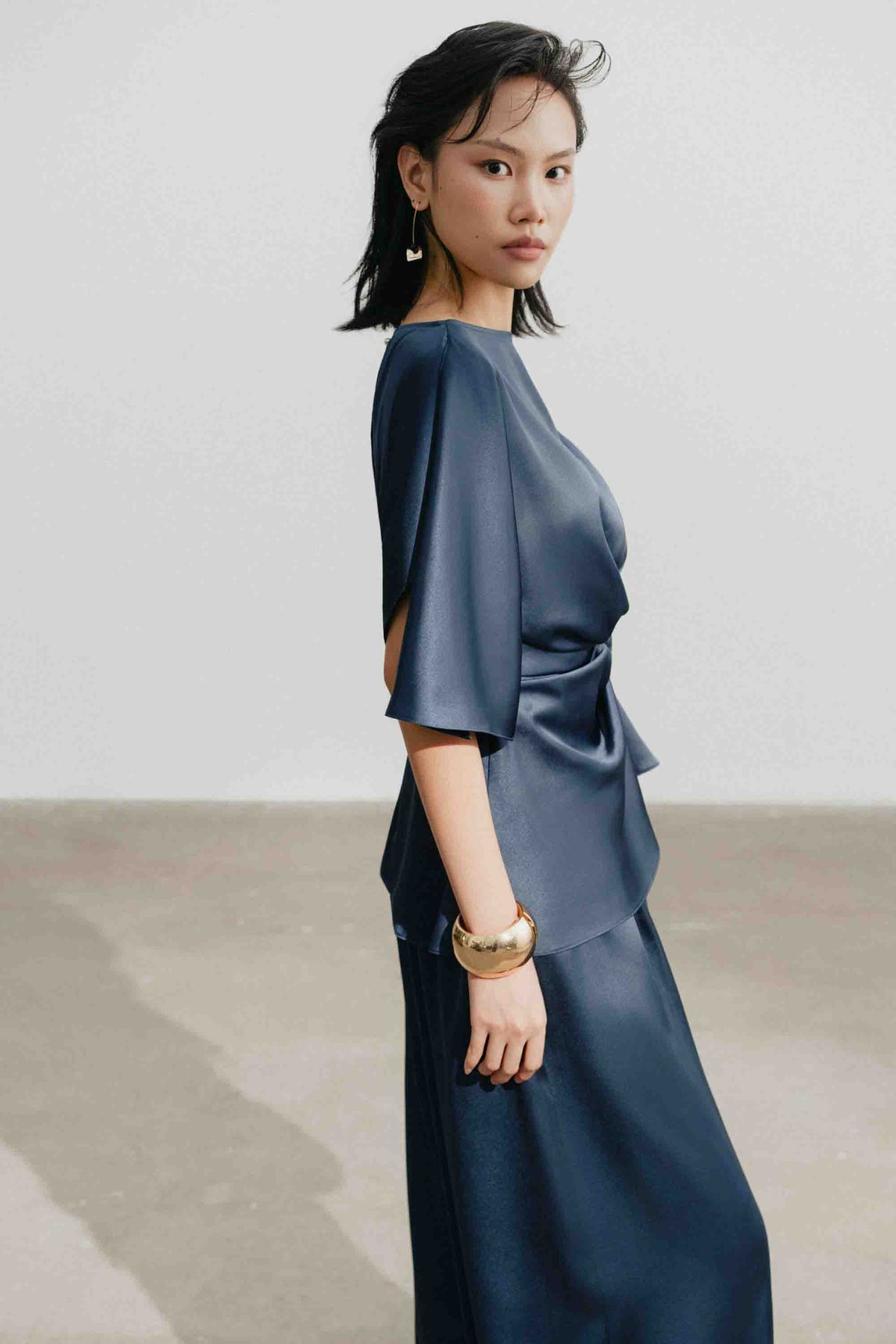 Silk Asymmetric Peplum Set Design