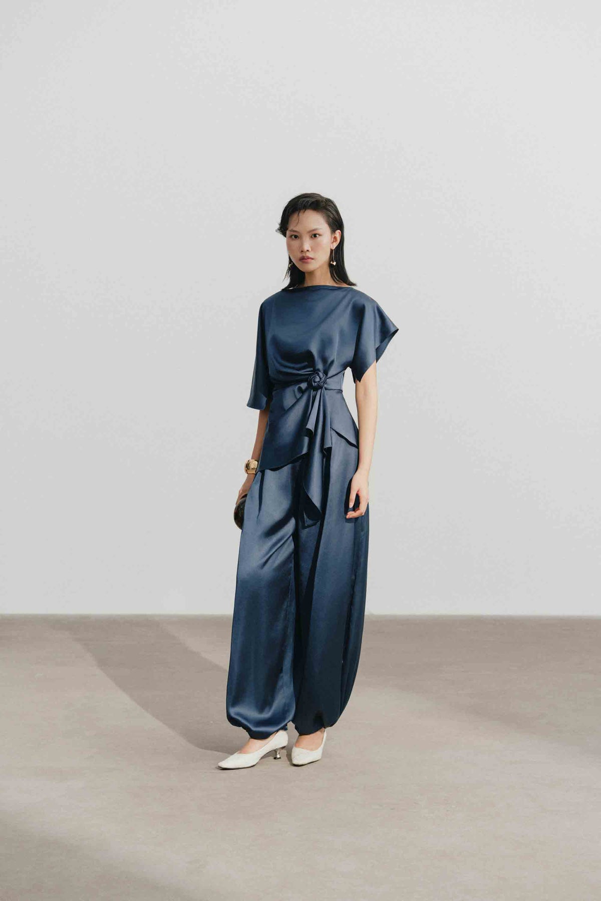 Silk Asymmetric Peplum Set Design