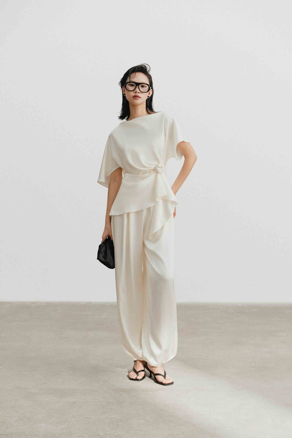 Silk Asymmetric Peplum Set Design