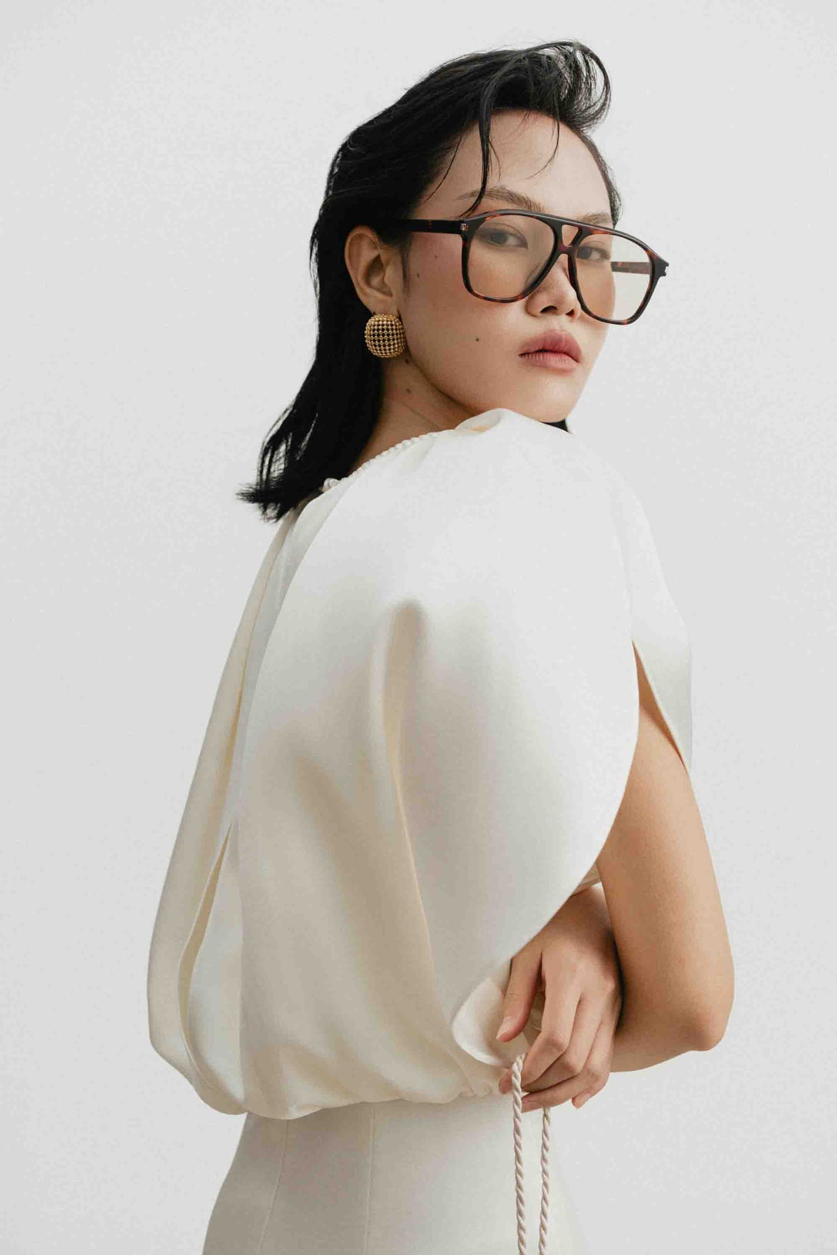 Silk Cut-Out Midi Dress