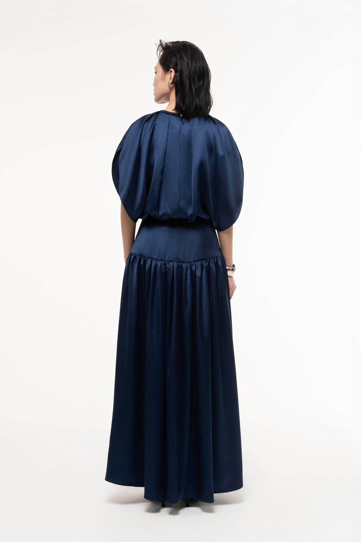 Silk Cut-Out Midi Dress