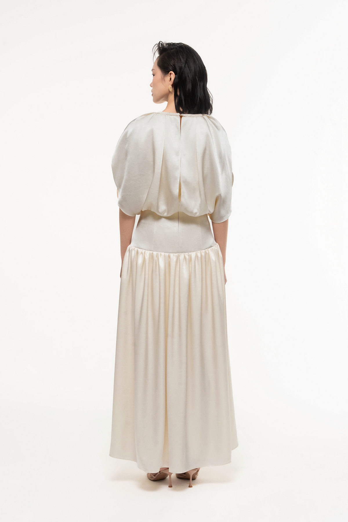 Silk Cut-Out Midi Dress