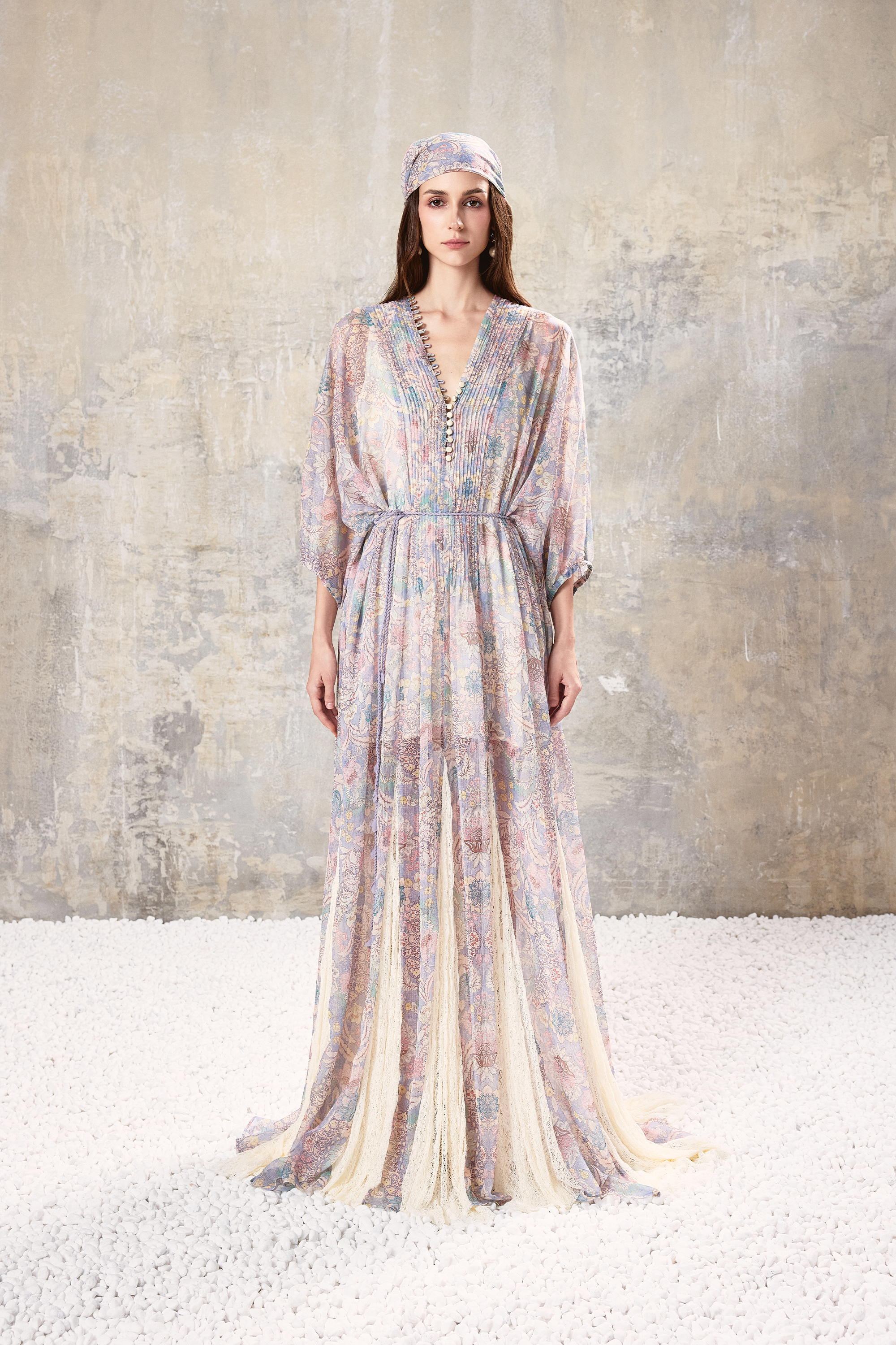 Smocked V Neck Maxi Dress