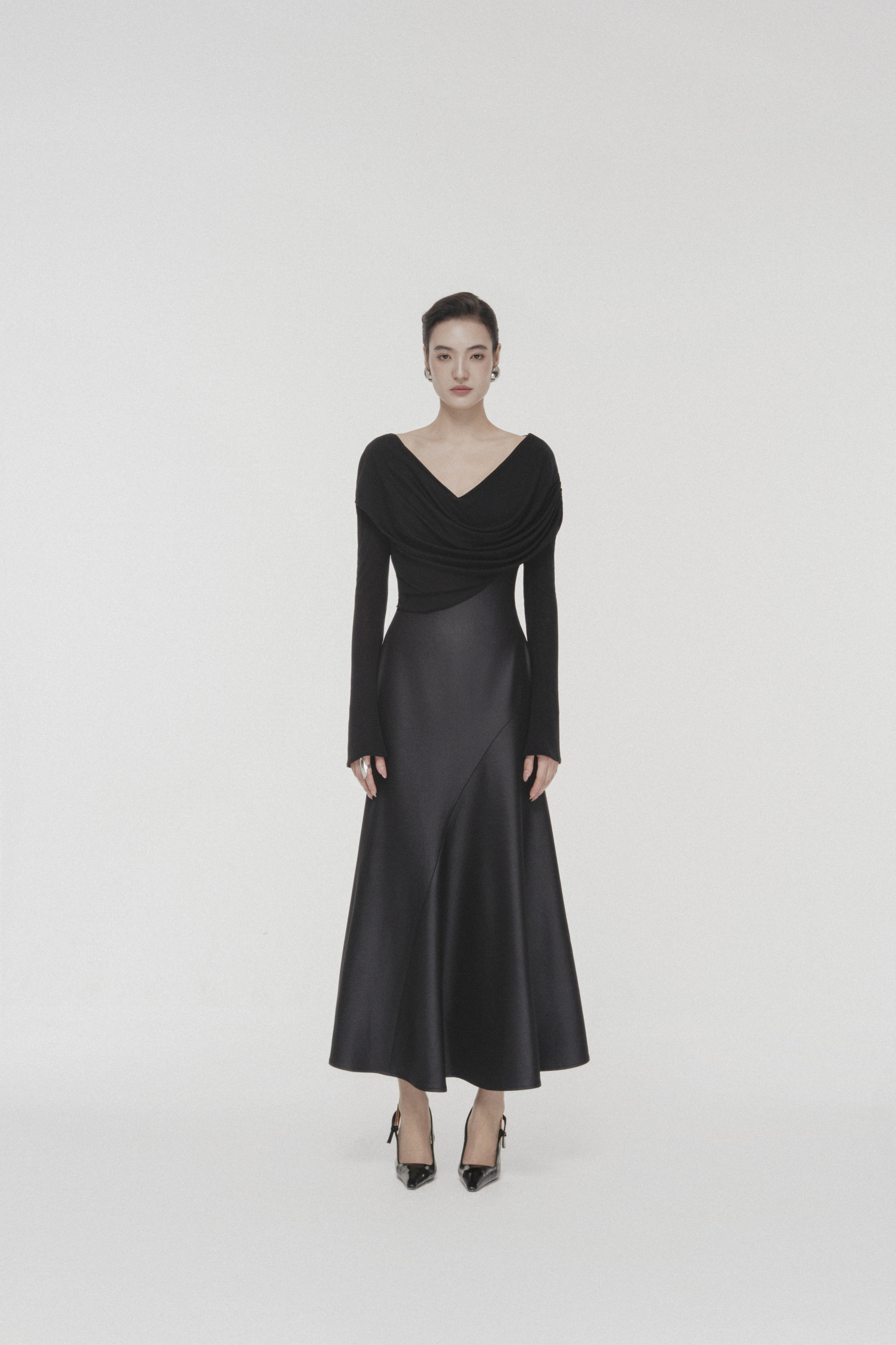 Soft-Drape Mermaid Dress in Black