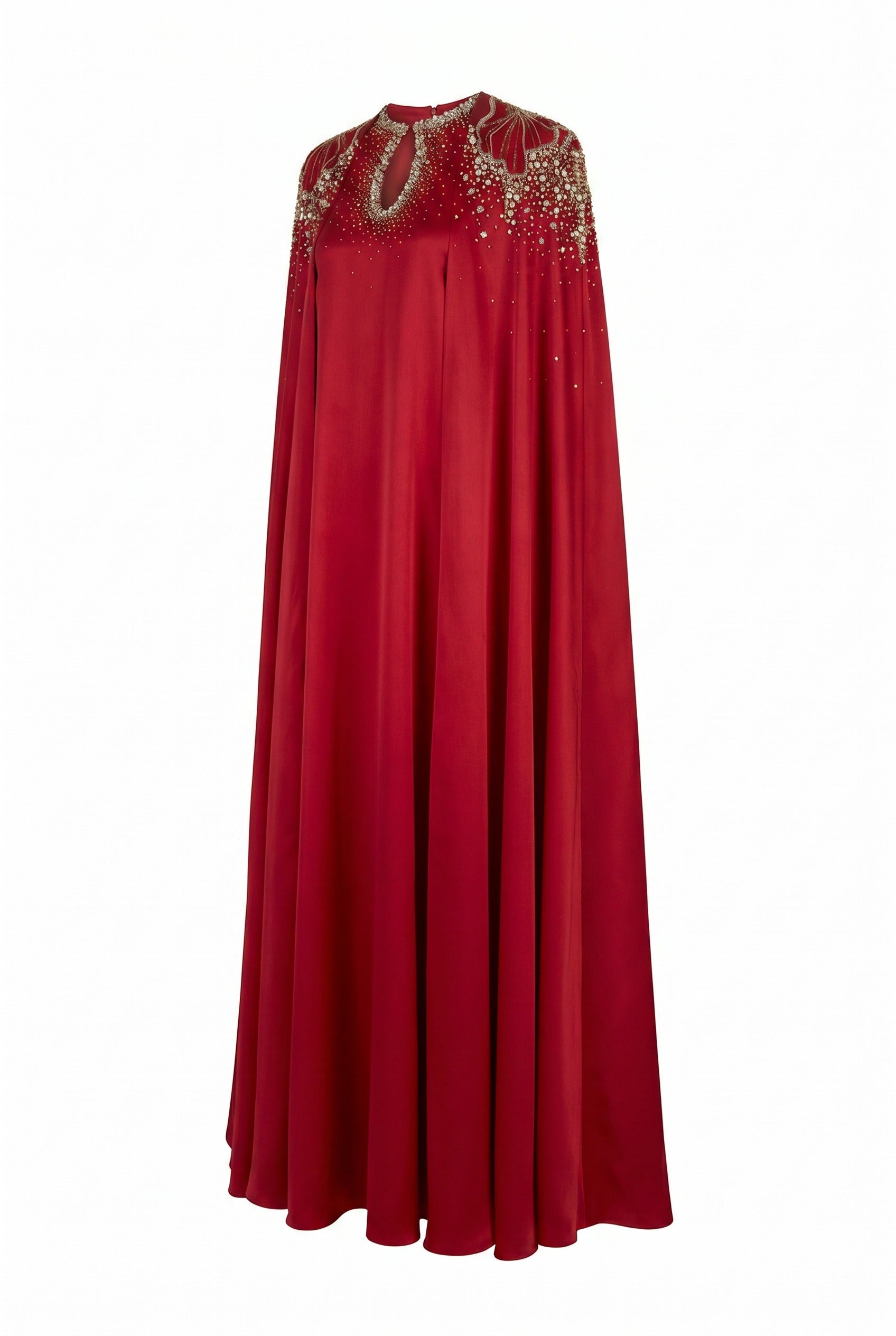 Sophistic Cape Keyhole Neck Velvet Satin Maxi Set