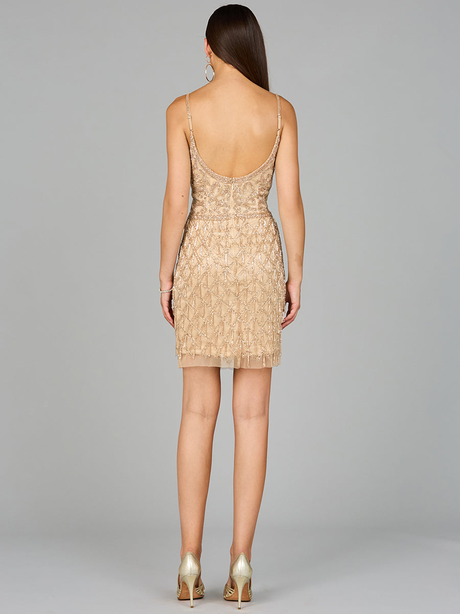 Spaghetti Strap Cocktail Dress with Fringes 29068