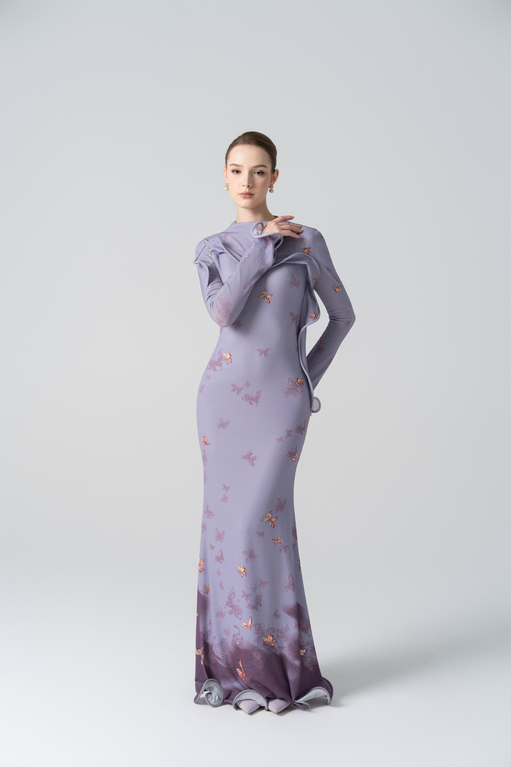 Starfall Bloom Fishtail Dress in Lavender Mittens