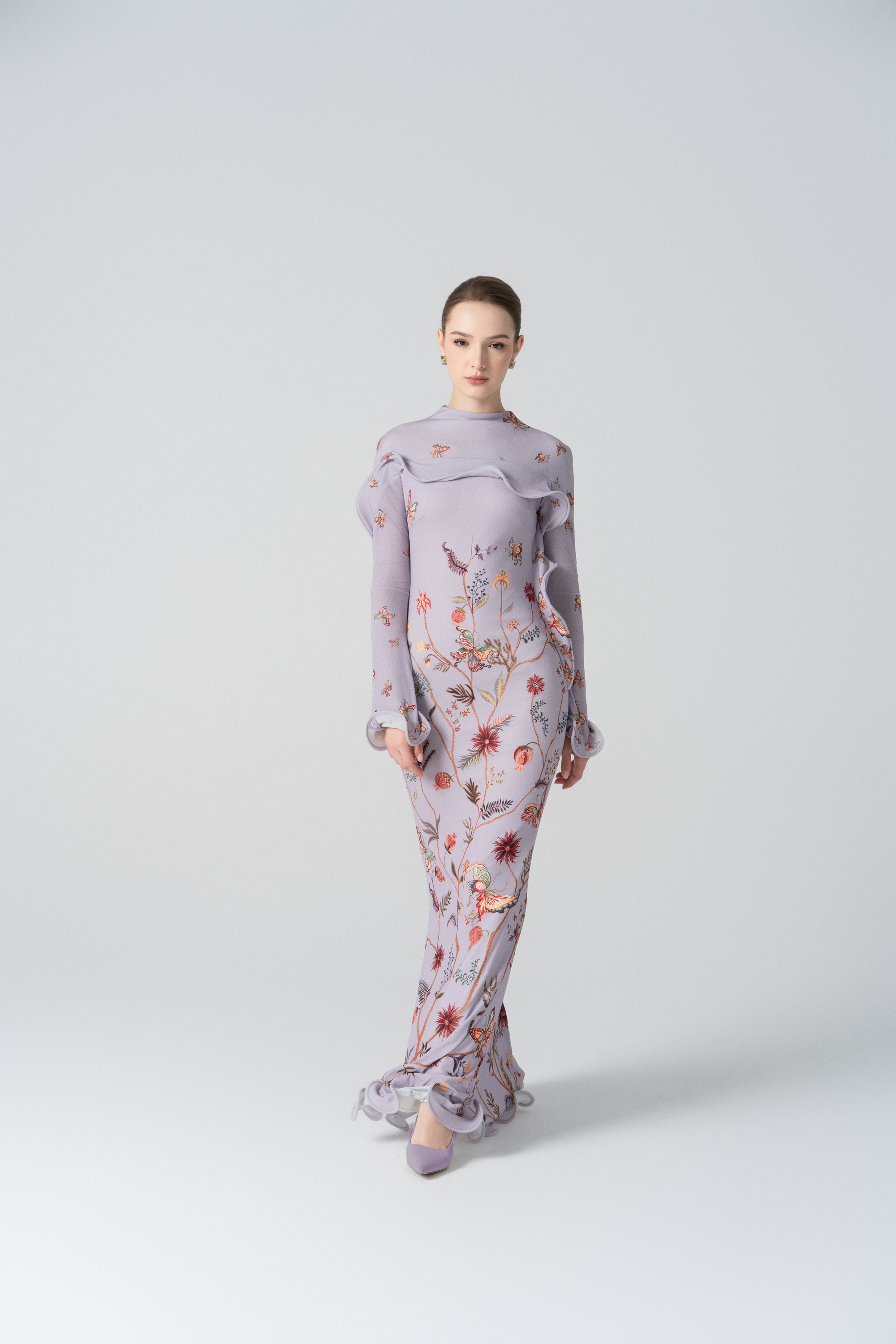 Starfall Bloom Fishtail Dress in Lavender Mittens