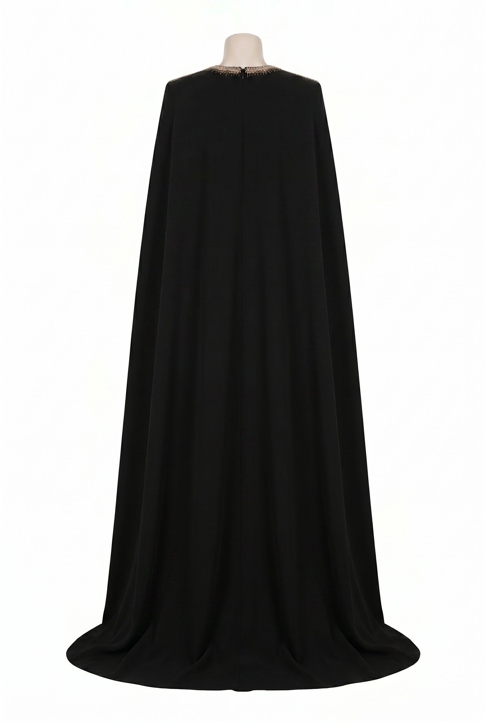 Stefania Cape Sleeveless Velvet Satin Maxi Dress