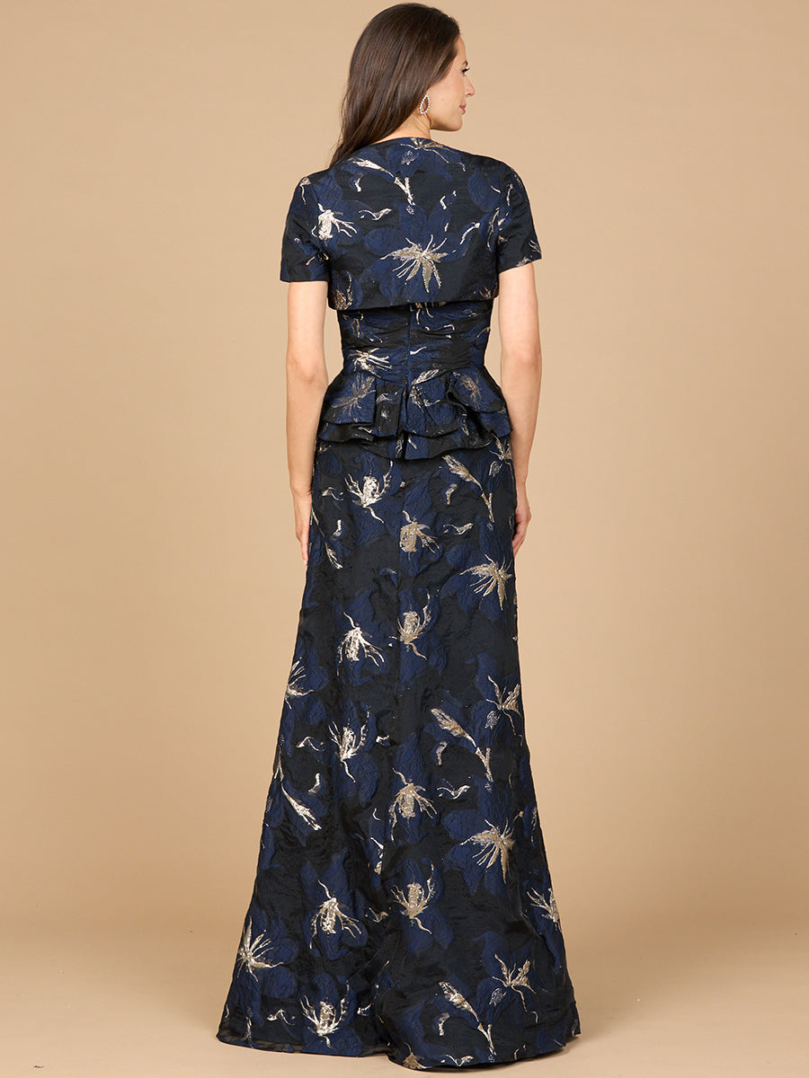 Strapless Brocade Gown with Bolero 28918
