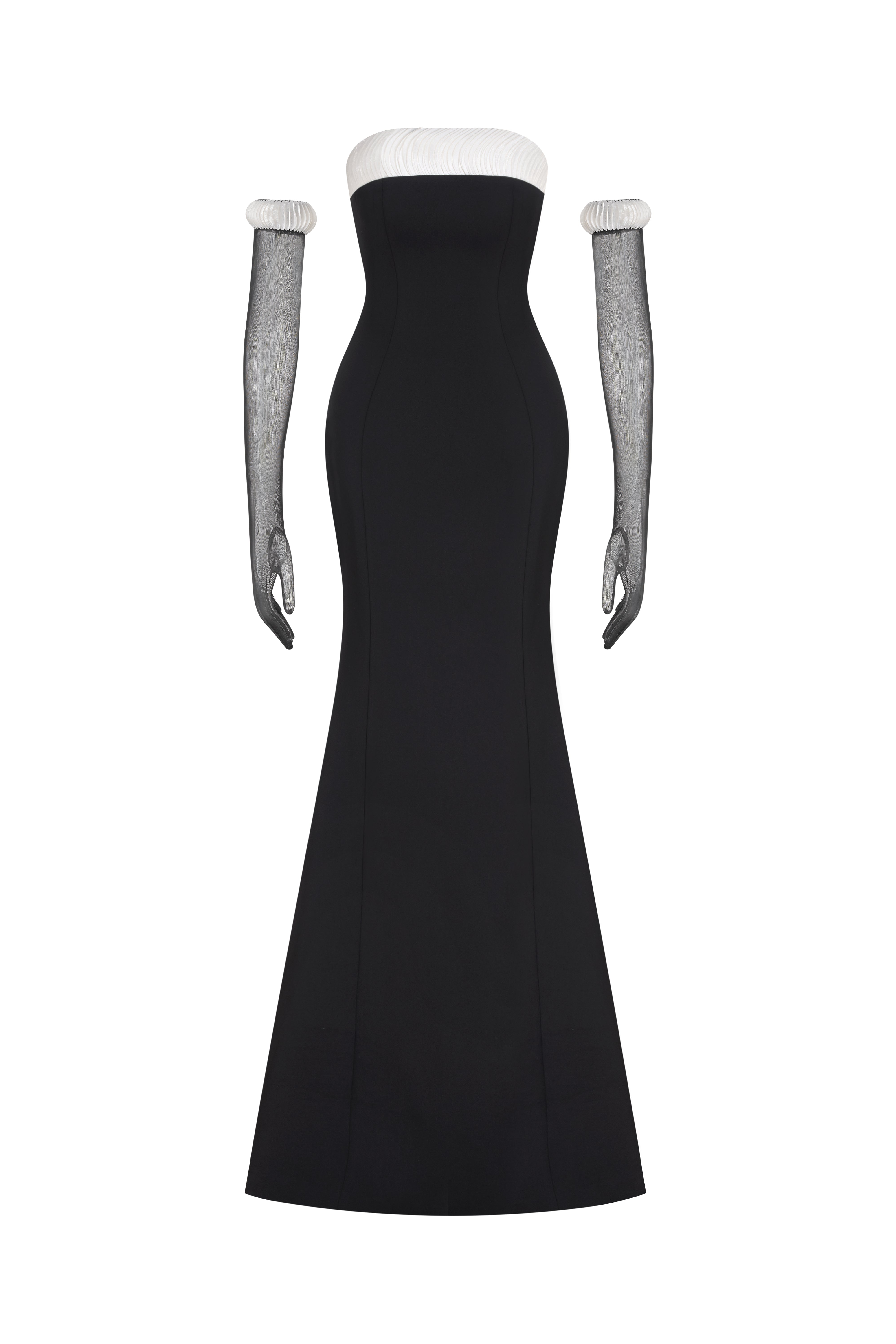 Strapless Contrast Trim Maxi Gown