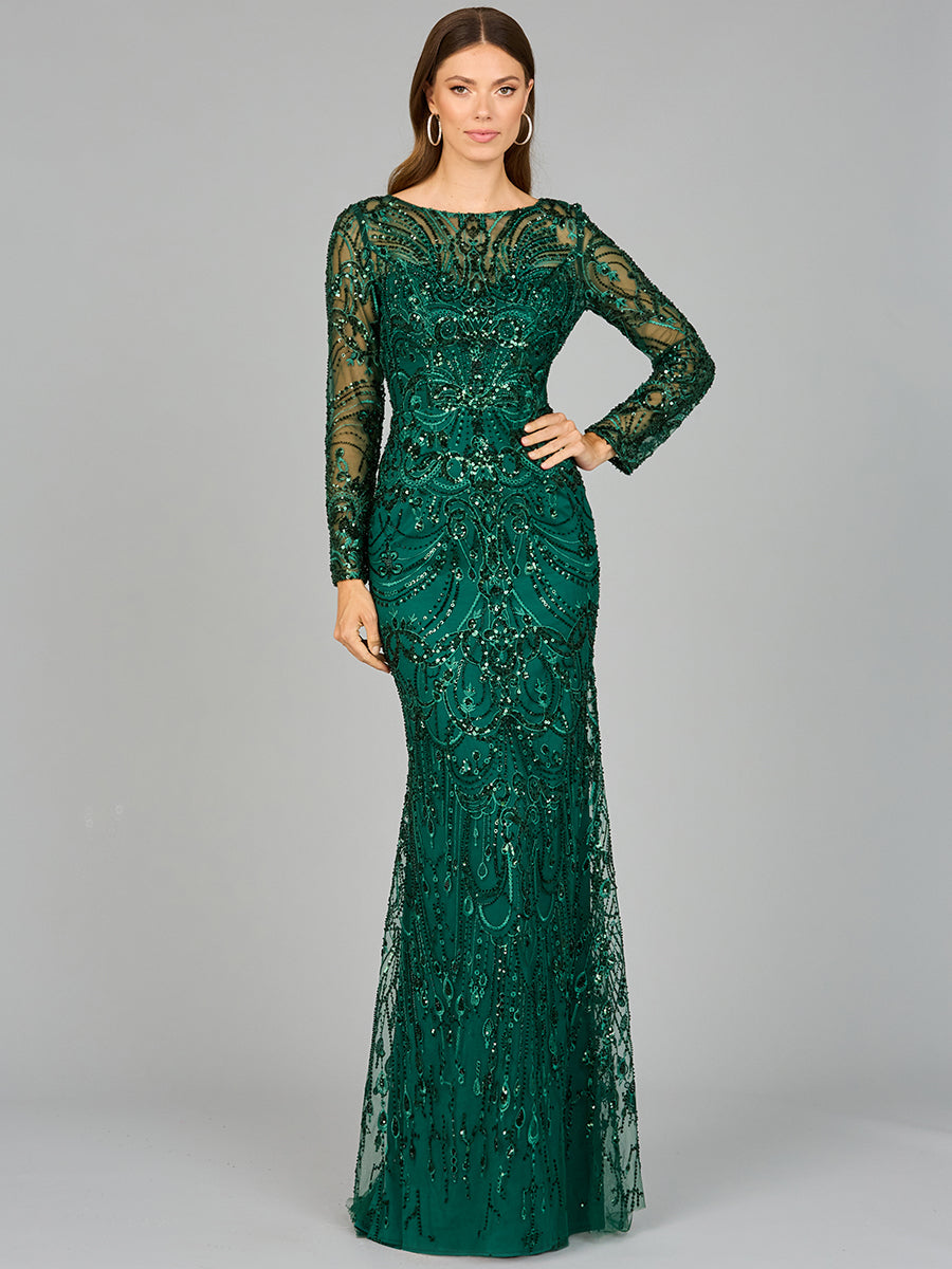 Style 29050 – Long Sleeve Column Gown | Modest Formal Mother of the Bride Evening Dress