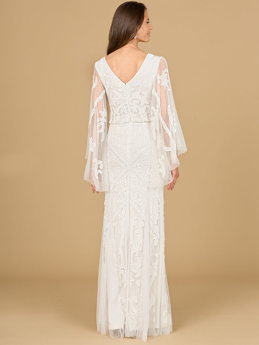 Style 51186 – Ivory Long Sleeve Column Wedding Gown | Elegant Modest Bridal & Formal Evening Dress