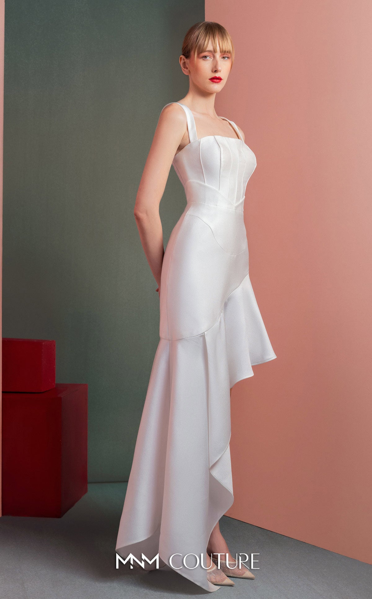 Style GOF2517 Asymmetrical High-Low Skirt Mikado Dress