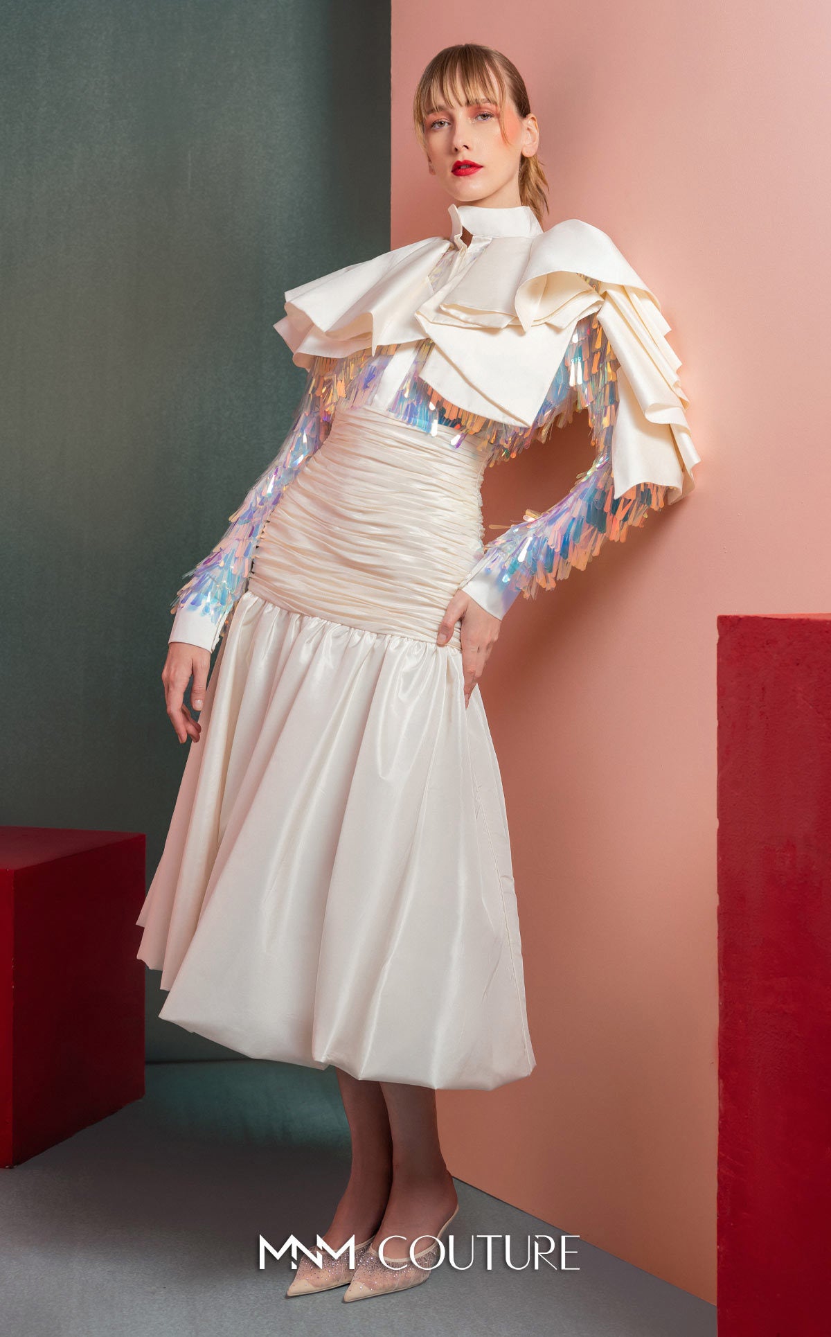 Style GOF2521 Taffeta and Sequin Embellished Blouse