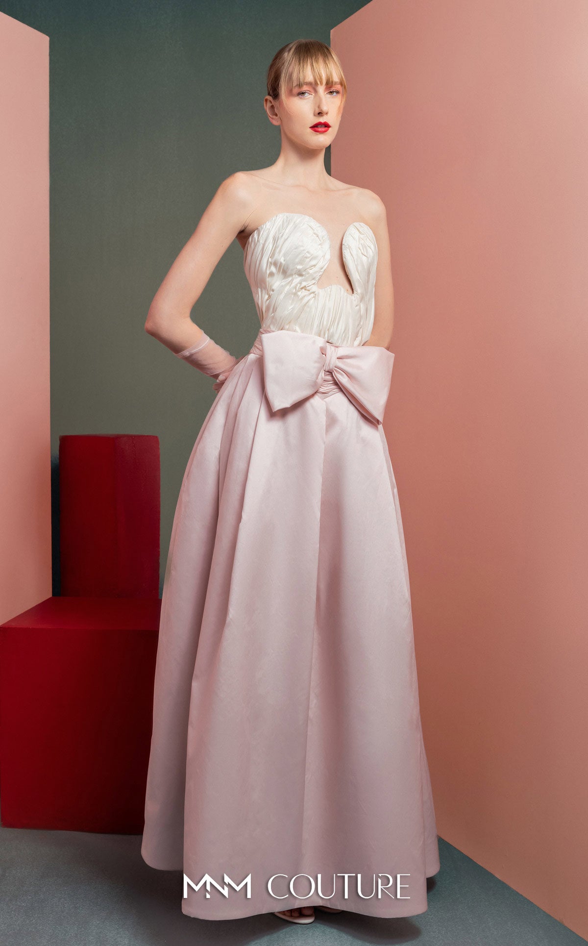 Style GOF2540 Structured Bust Taffeta Corset with Delicate Drapery Elegant Taffeta Skirt