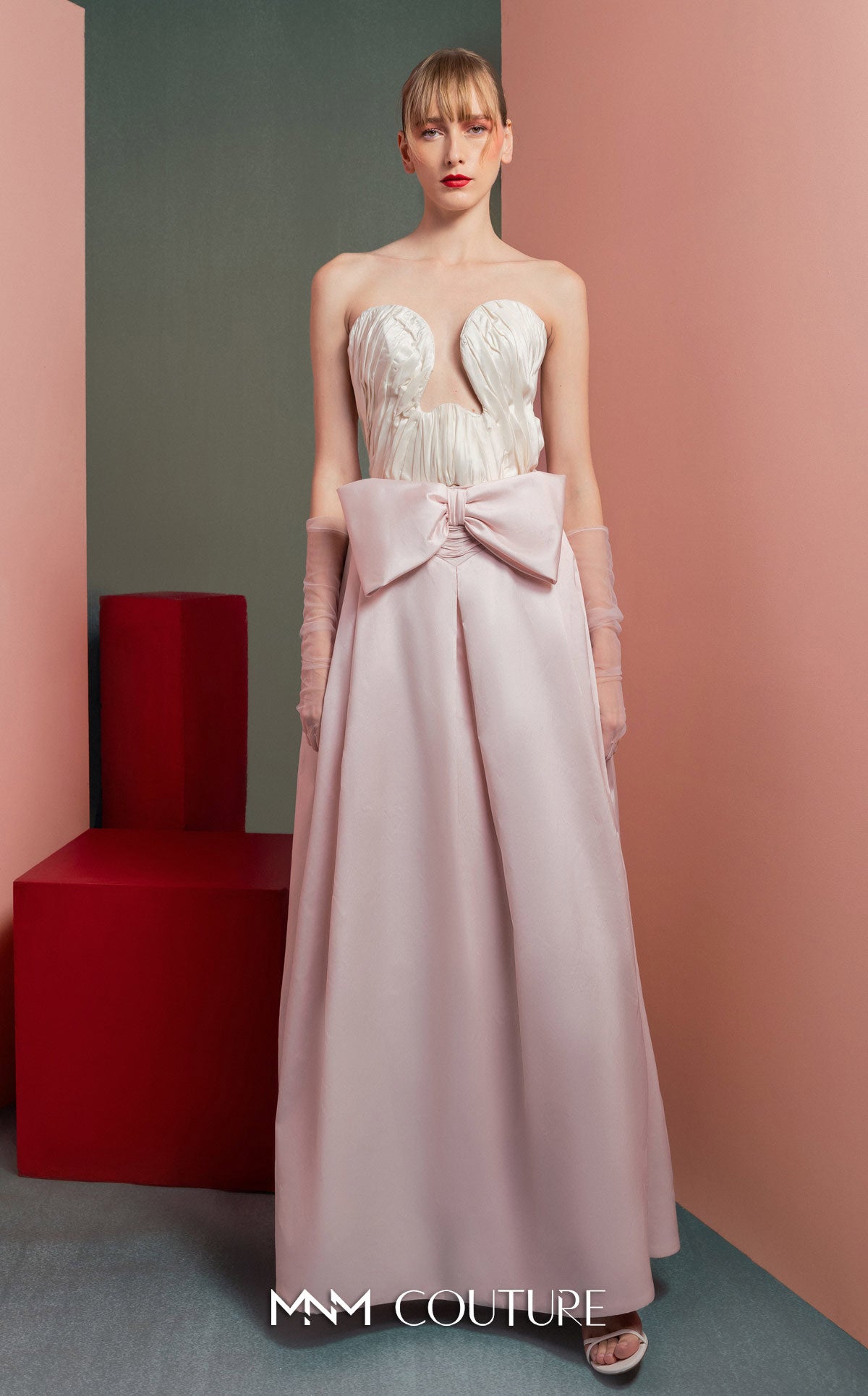 Style GOF2540 Structured Bust Taffeta Corset with Delicate Drapery Elegant Taffeta Skirt