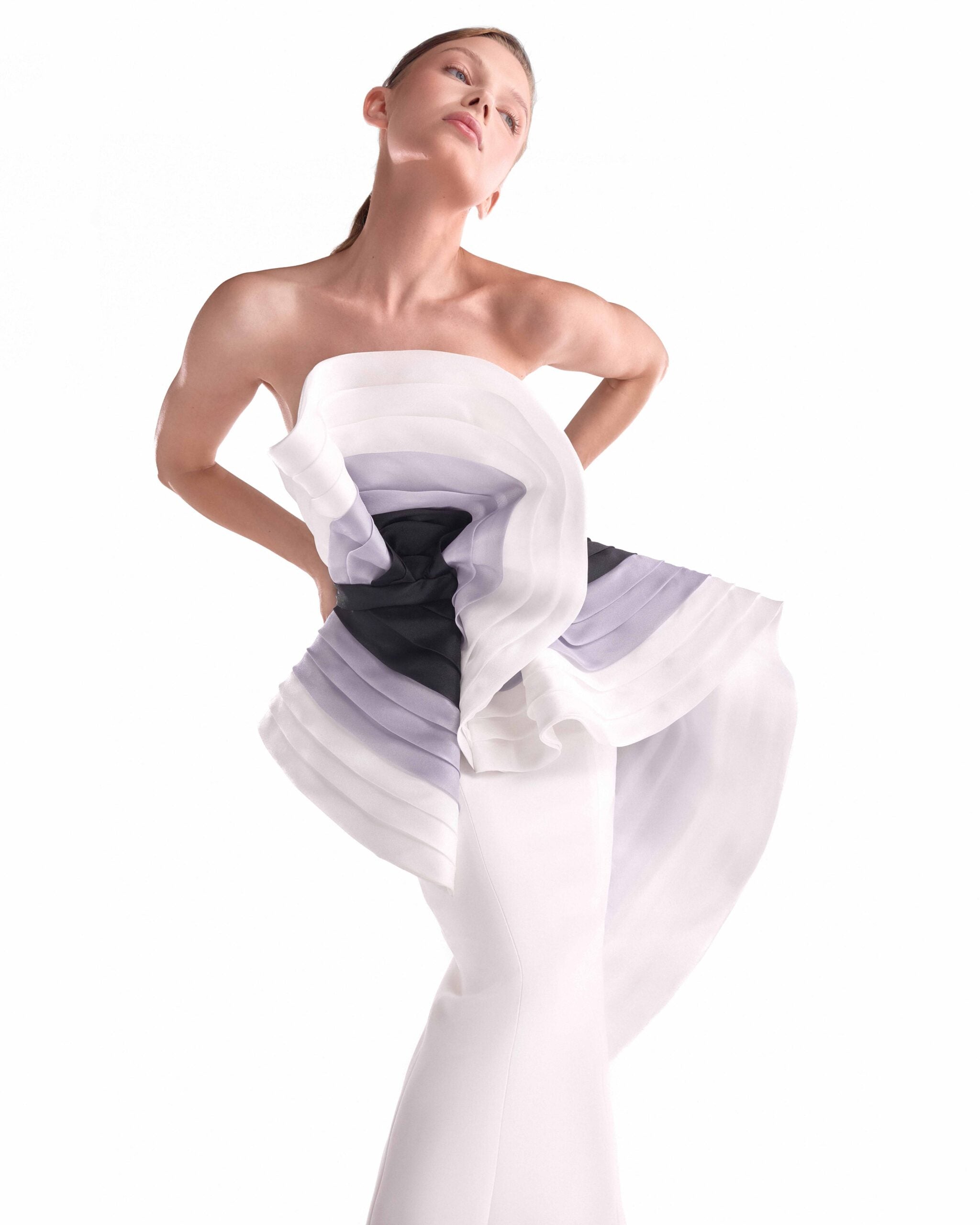 The Tides and Shades, Black and White Couture Gown G2118