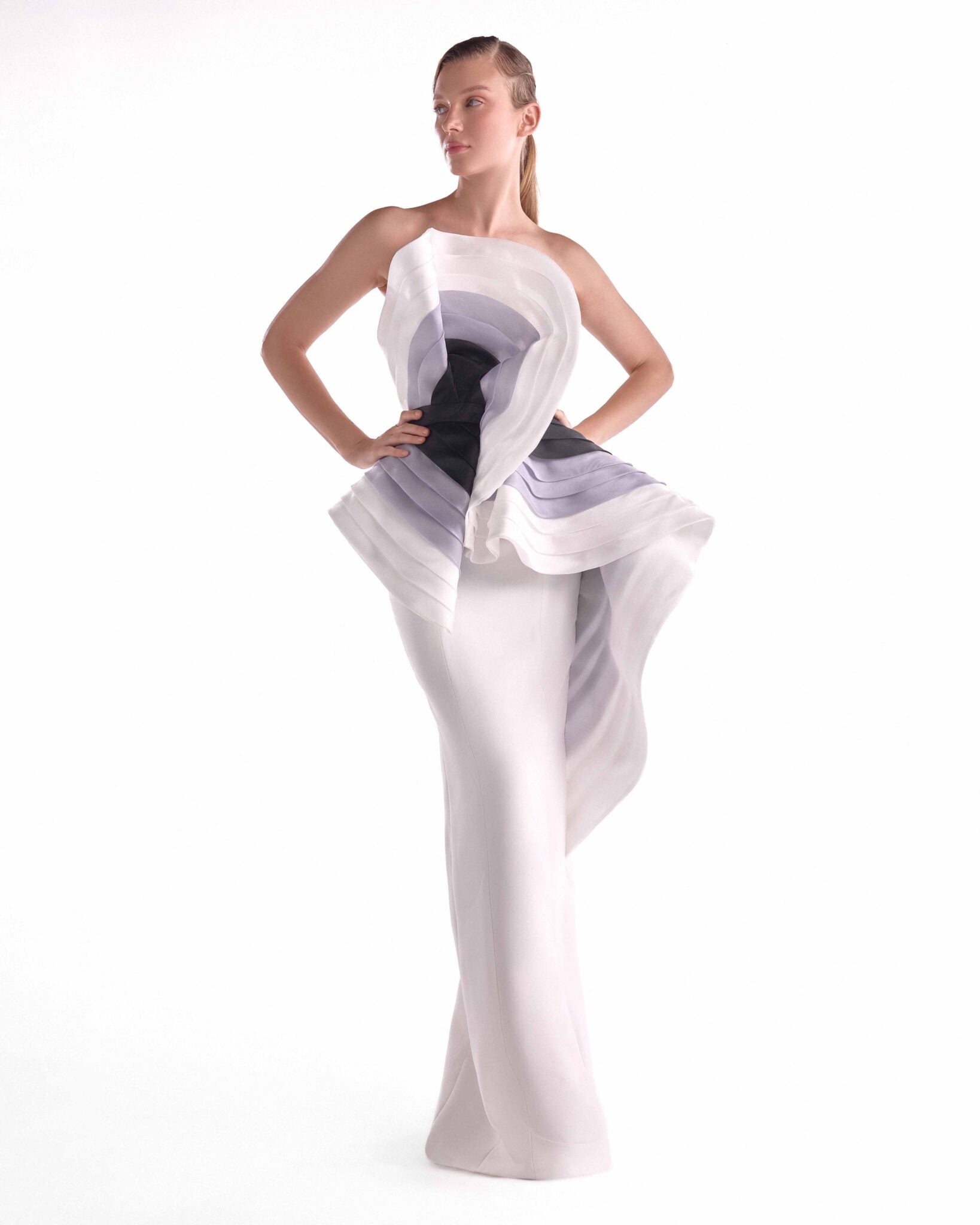 The Tides and Shades, Black and White Couture Gown G2118