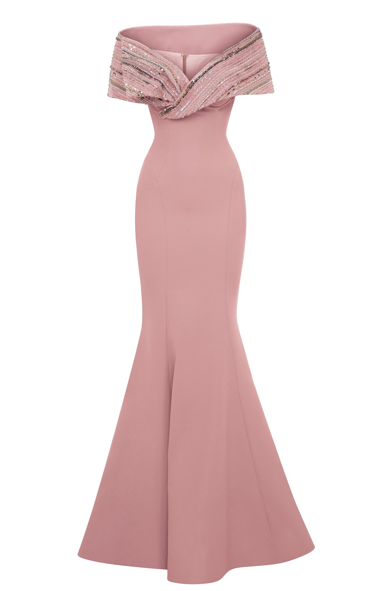 Timeless Mermaid Elegance with Beaded Embroidery F02935
