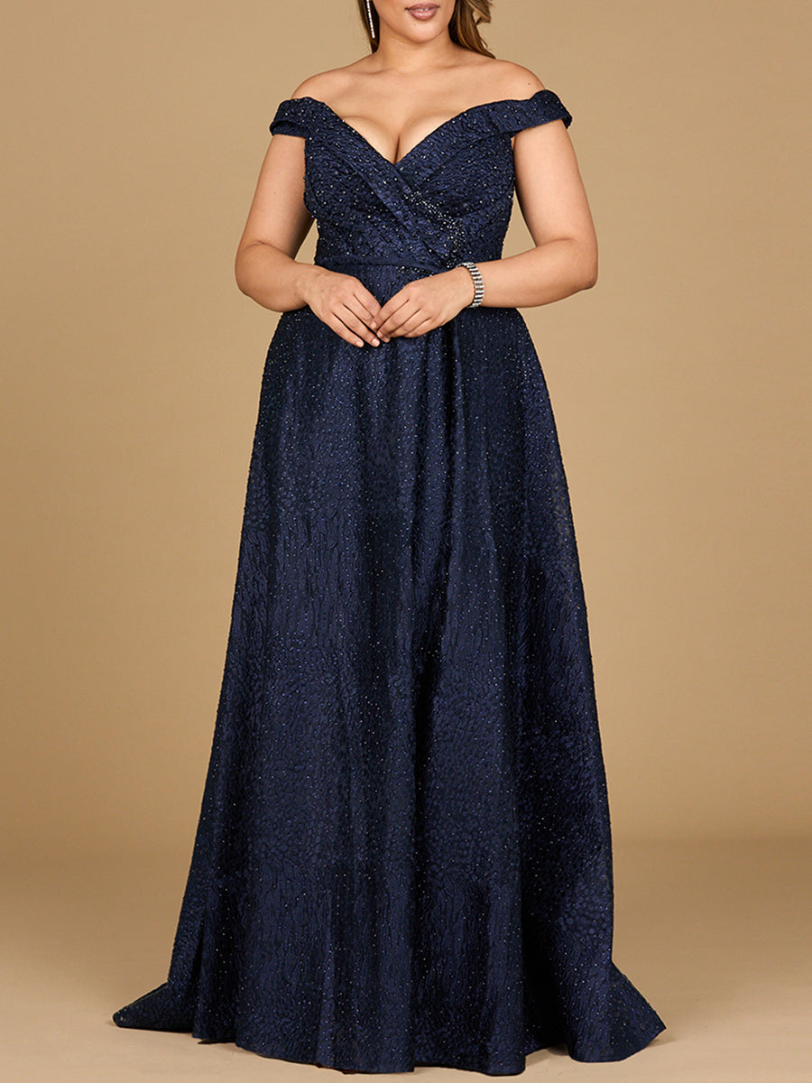 Tonal Beaded Off Shoulder Ballgown 29349